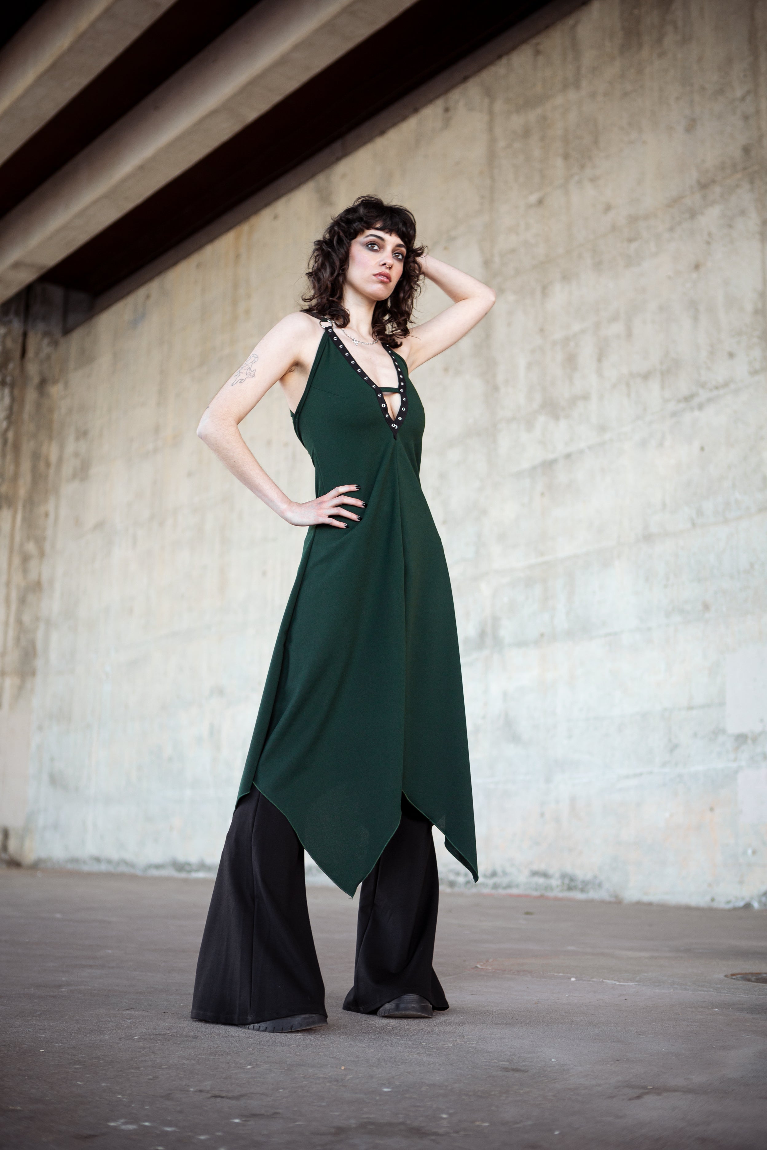 Emeral green faery maxi halter backless dress