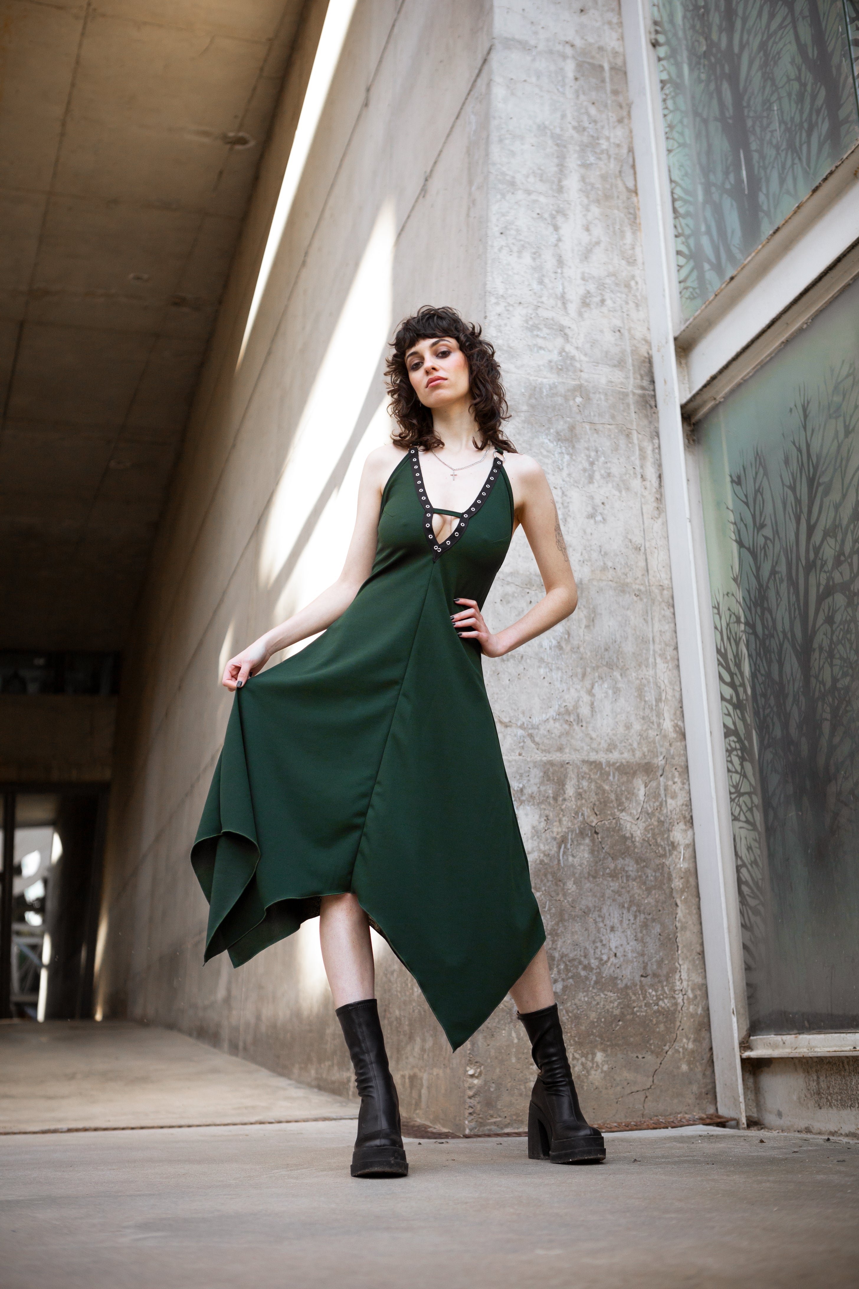 Emeral green faery maxi halter backless dress