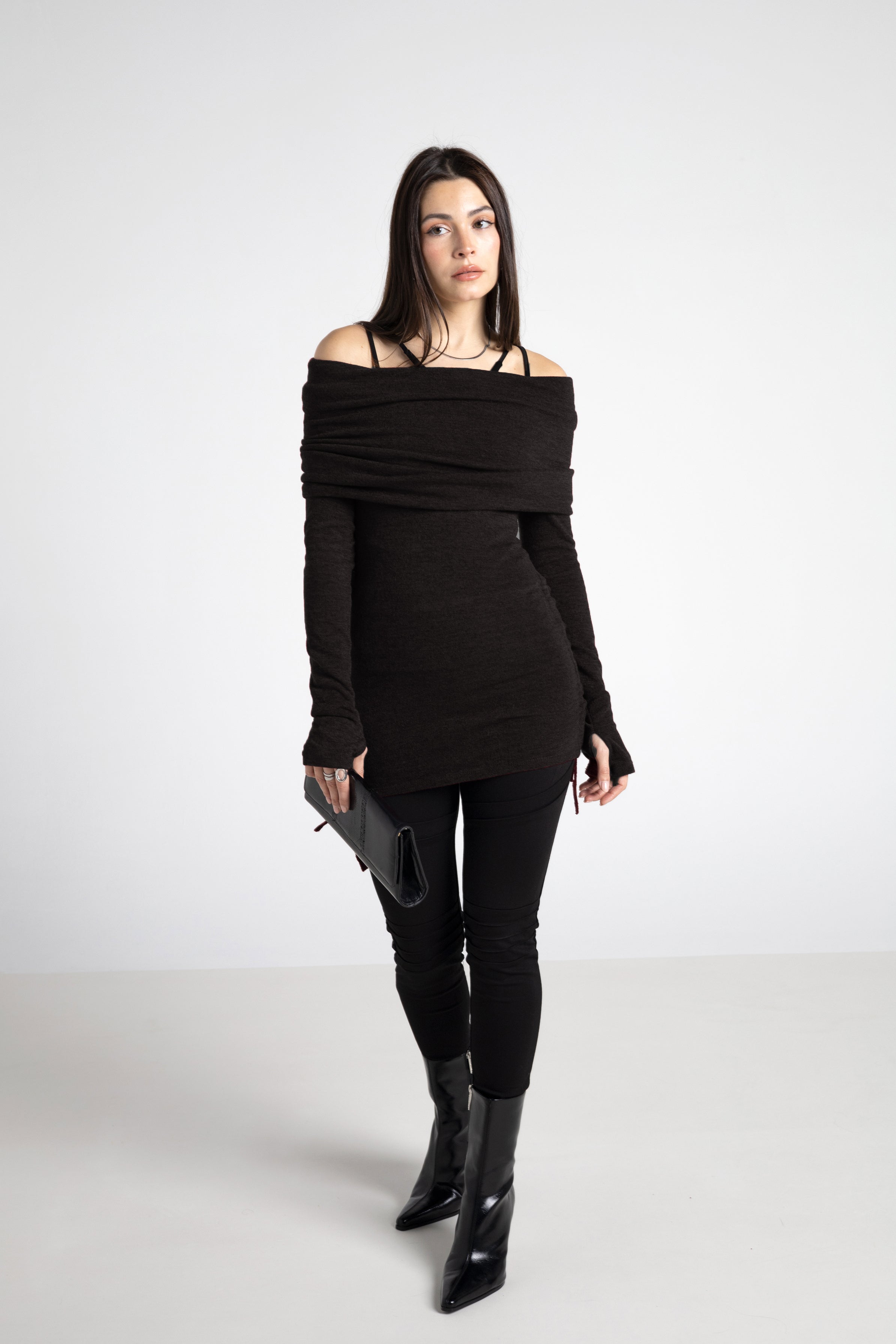 Waldgrünes Kapuzenpulloverkleid mit verstellbarer Länge