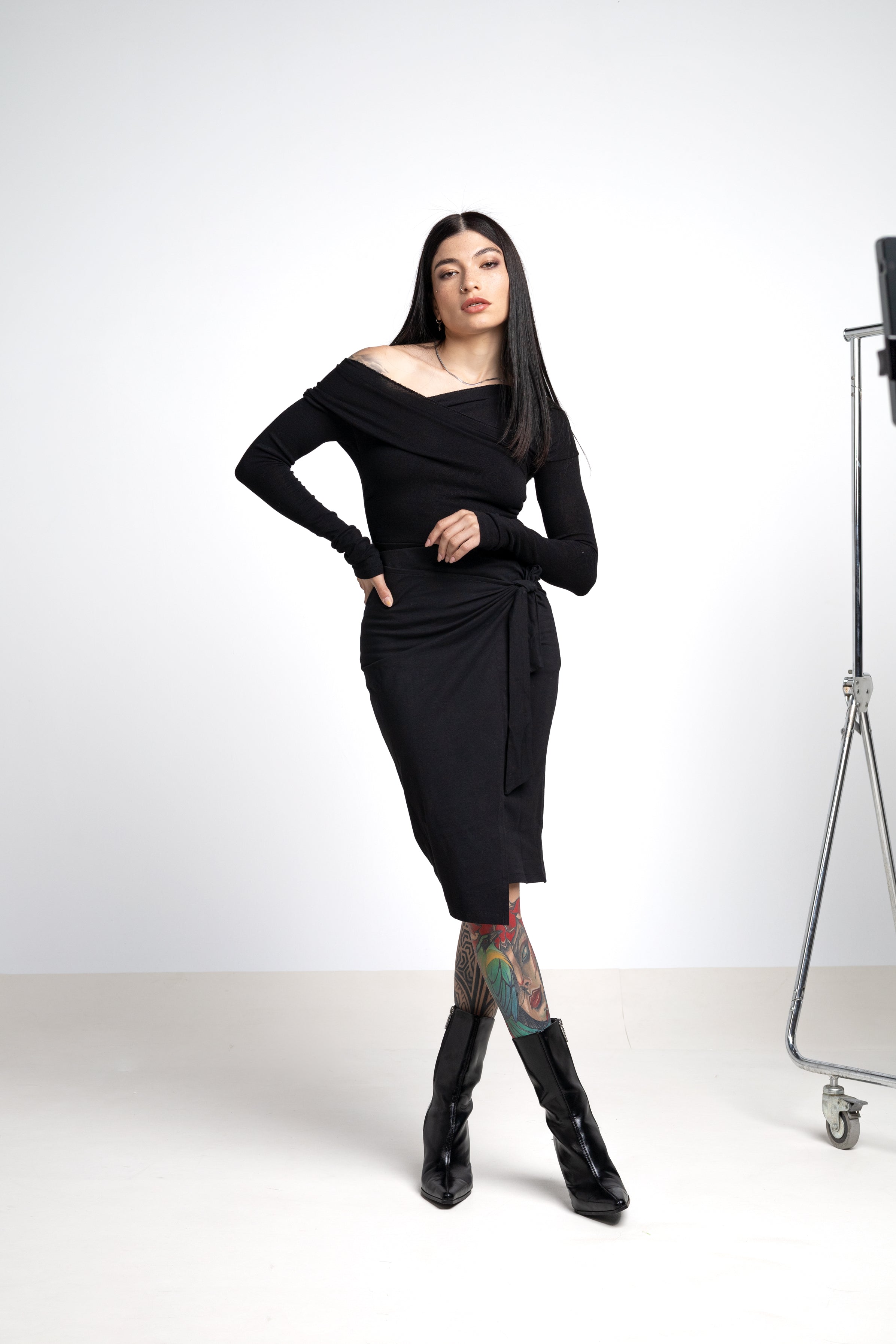 Drapped pencil midi skirt - Organic cotton