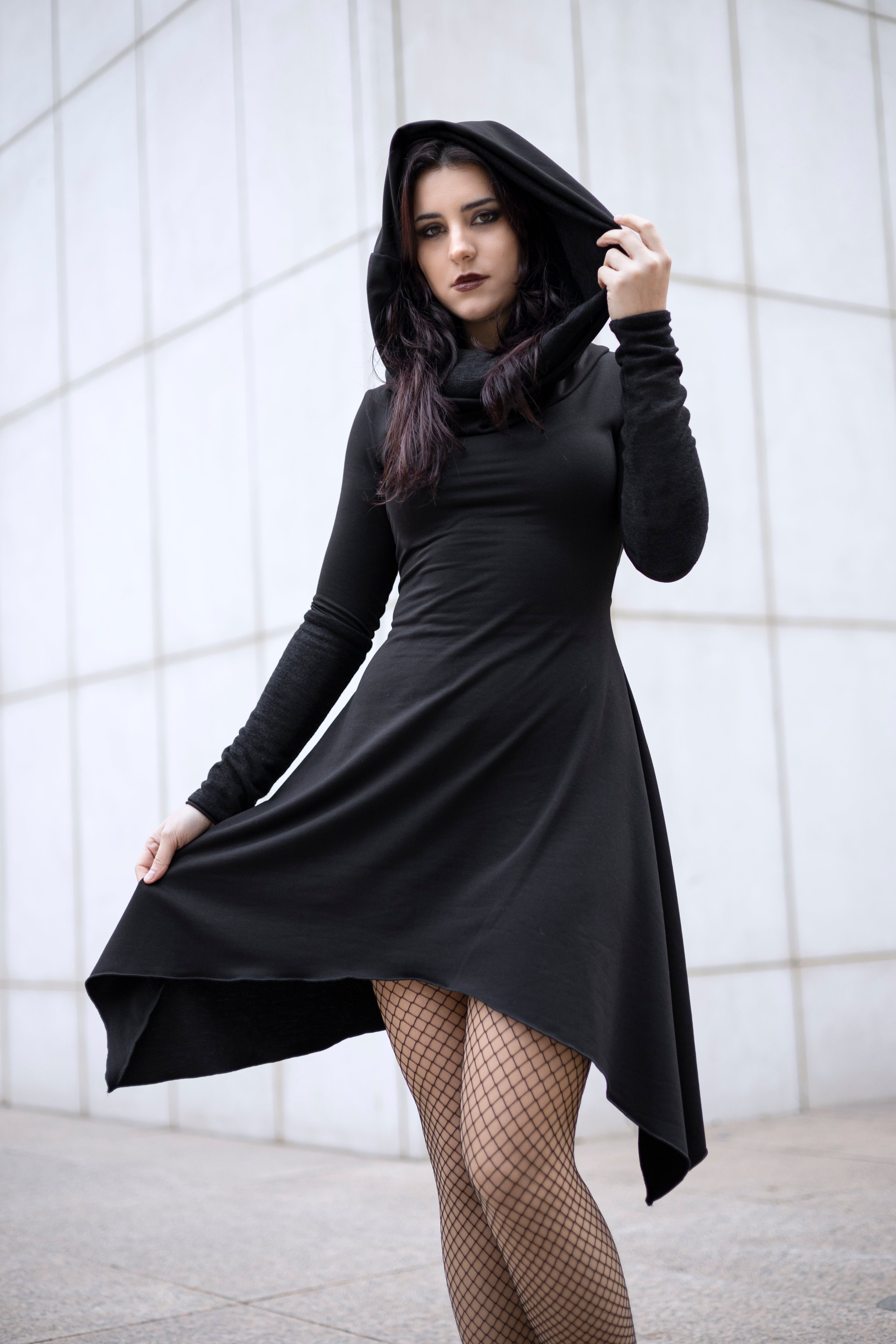 Black Cowl neck elven tunic dress