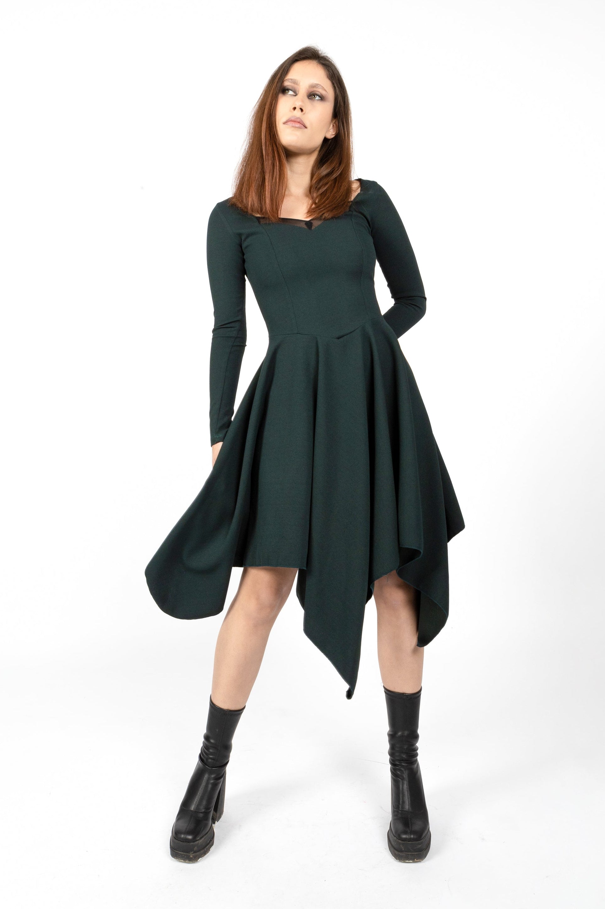 Bourdeaux coset asymmetric sleeve dress