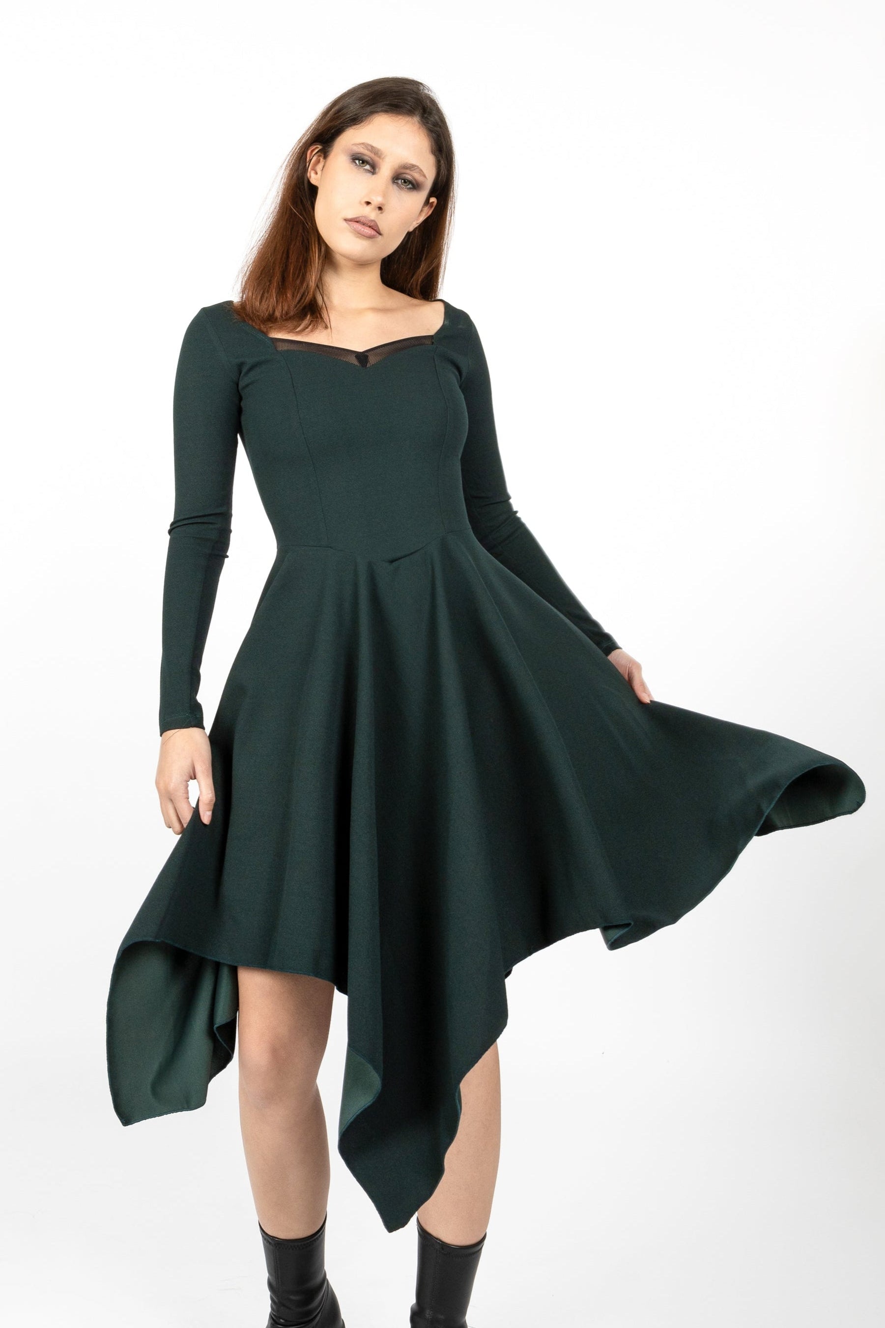 Bourdeaux coset asymmetric sleeve dress