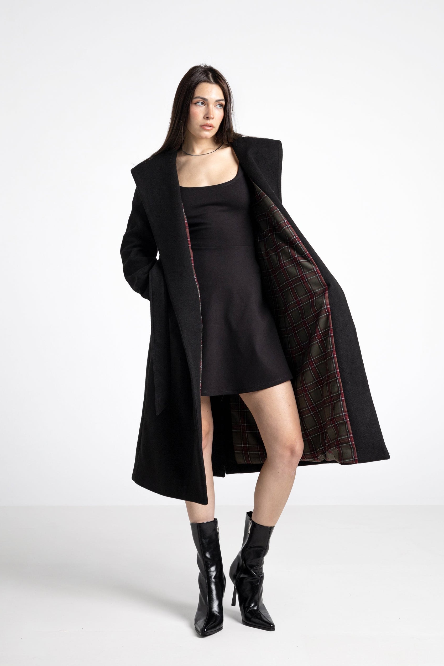 FREE SHIPPING. Tartan Hooded tailor coat - Limited Edition -  S to 3XL