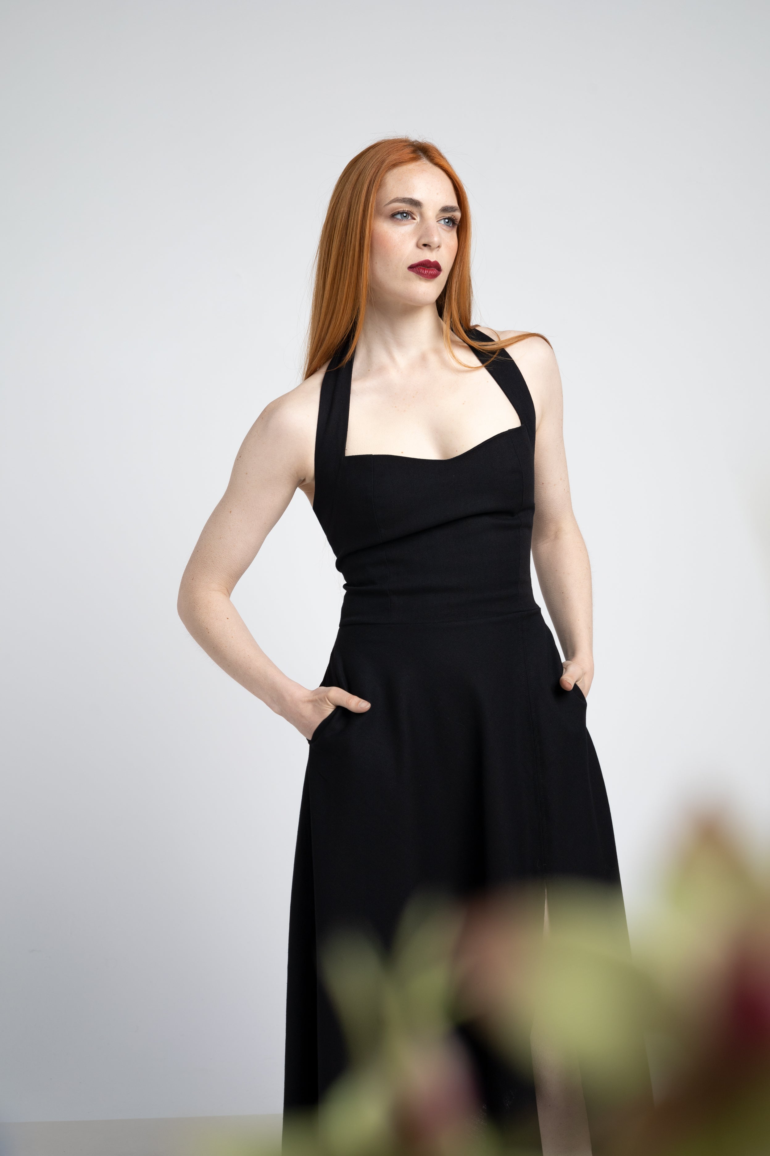 Monroe linen backless dress