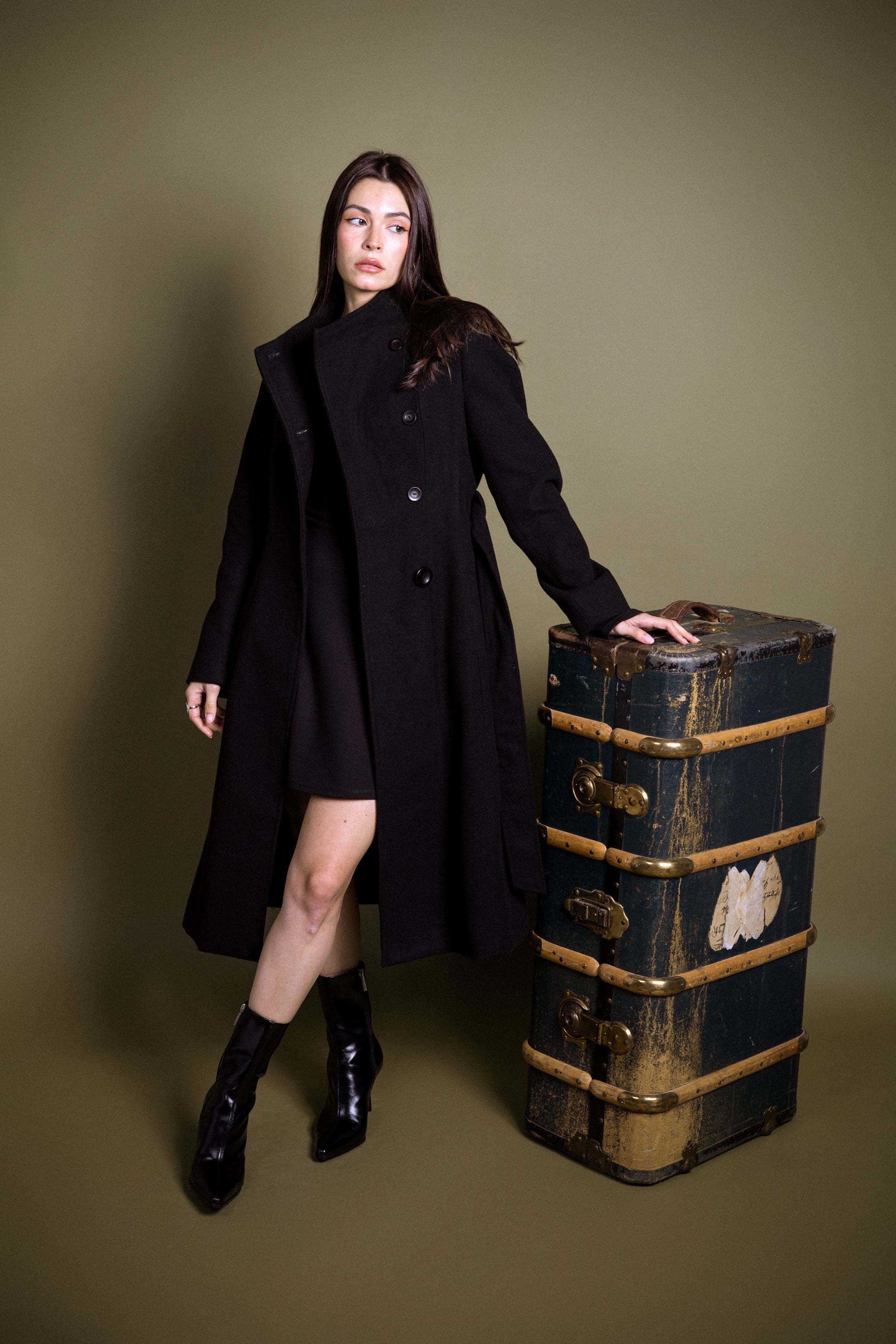 FREE SHIPPING. Classic Crossed Long Coat | Fitted Tailored Cut | Limited Edition