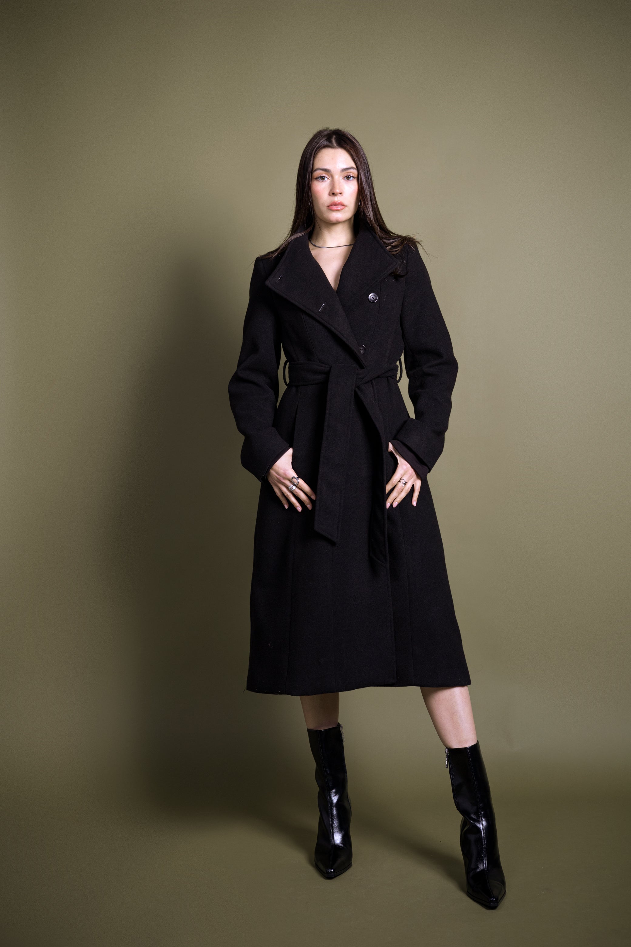 FREE SHIPPING. Classic Crossed Long Coat | Fitted Tailored Cut | Limited Edition- S to 3XL