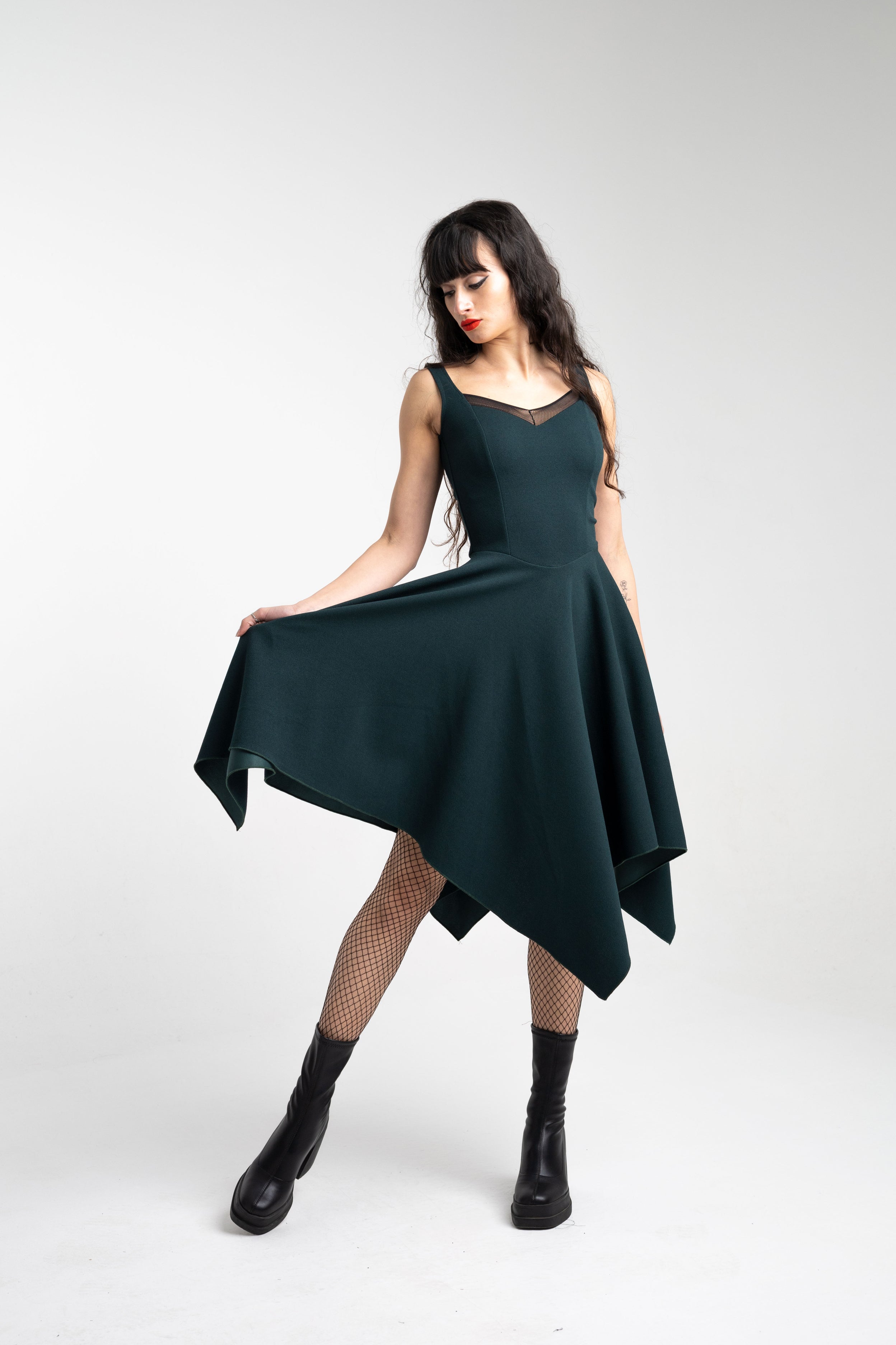 Teal Corset midi sleeveless fairy witch dress