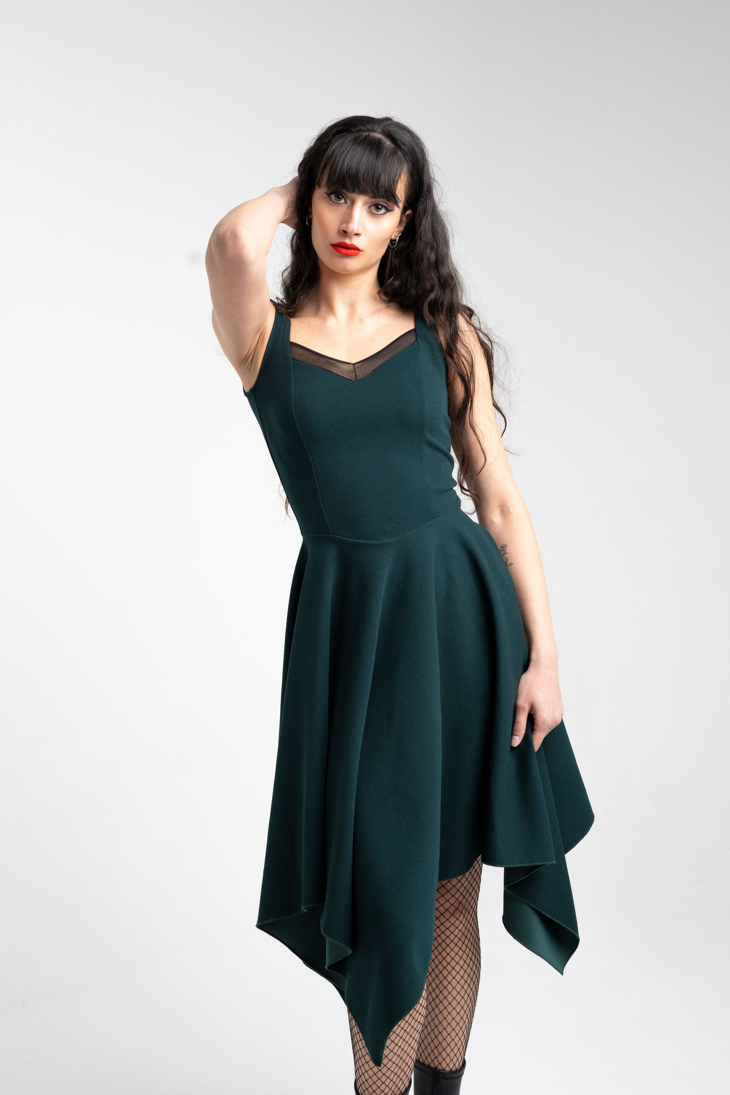 Teal Corset midi sleeveless fairy witch dress