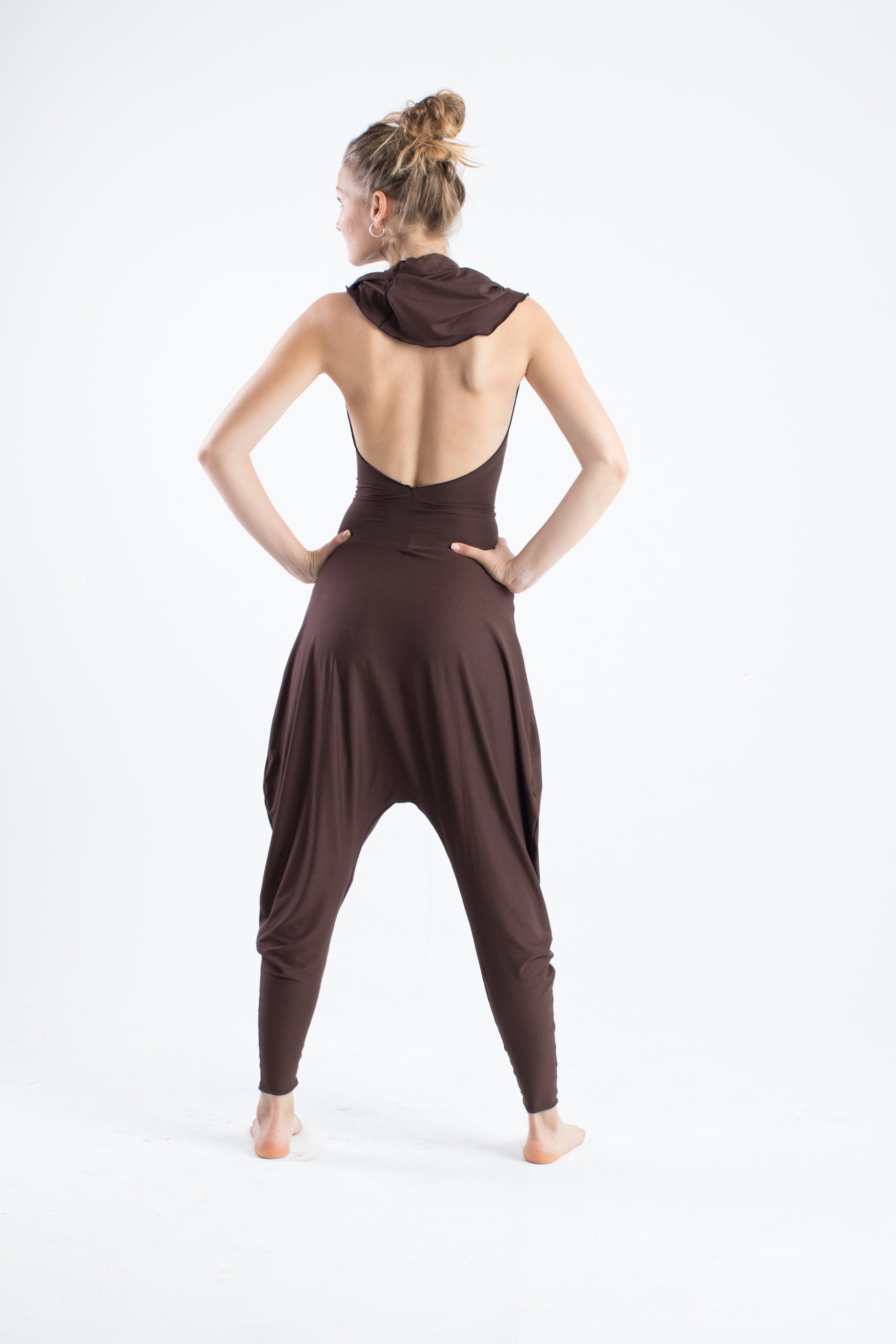 ONLY XL -  Hooded harem backless yoga jumpsuit