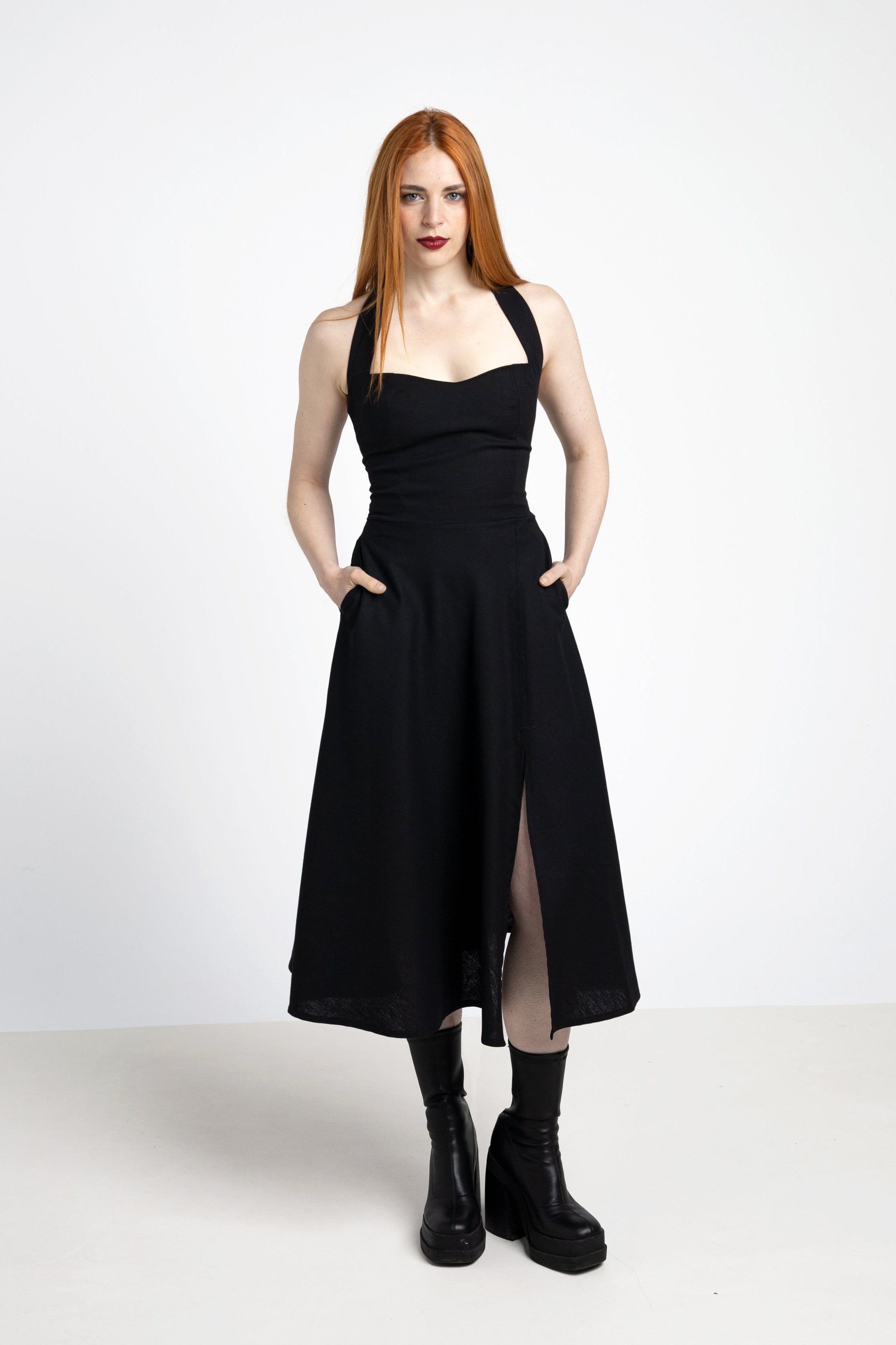 Monroe linen backless dress