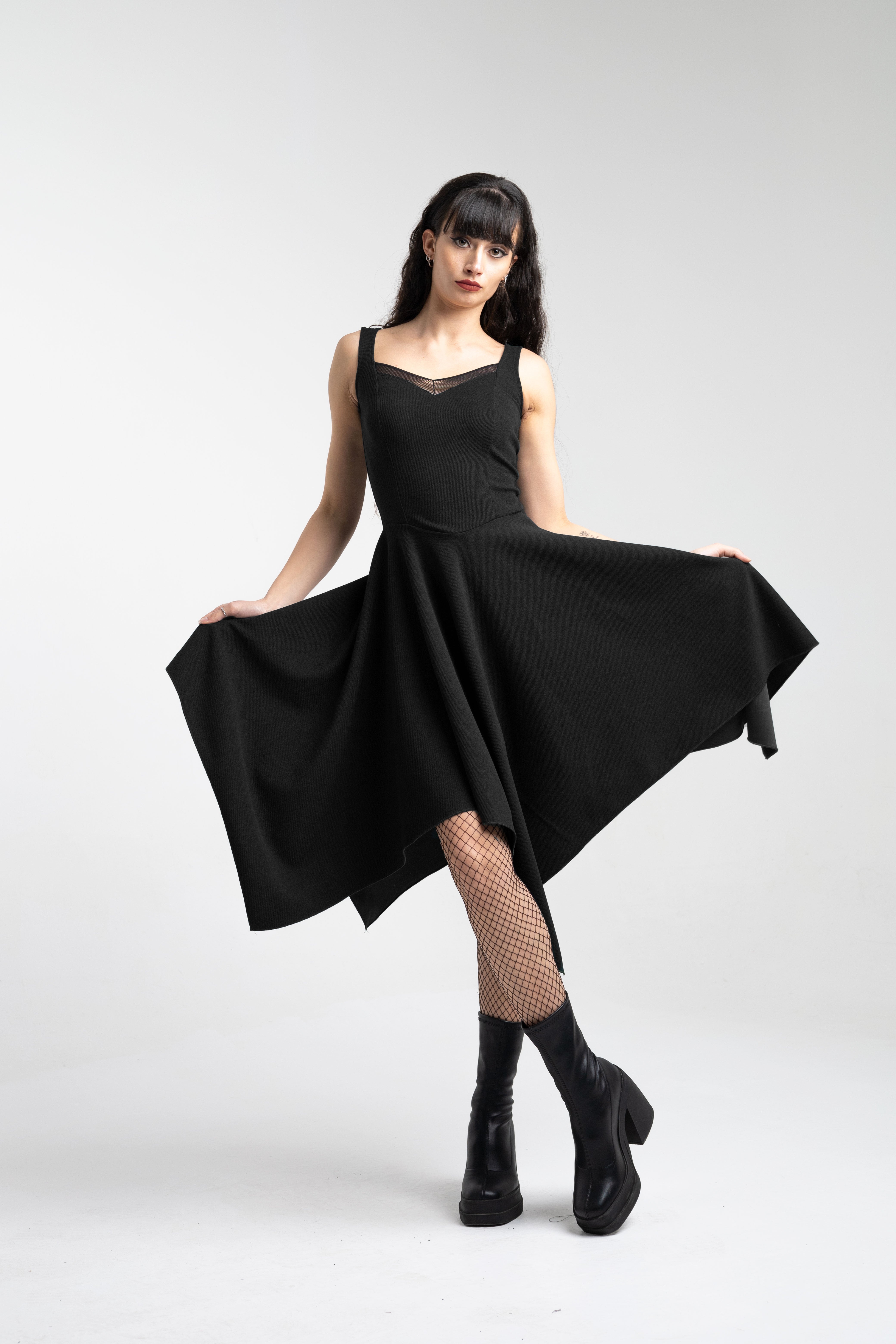 Black Corset asymmetric sleeveless fairy witch dress