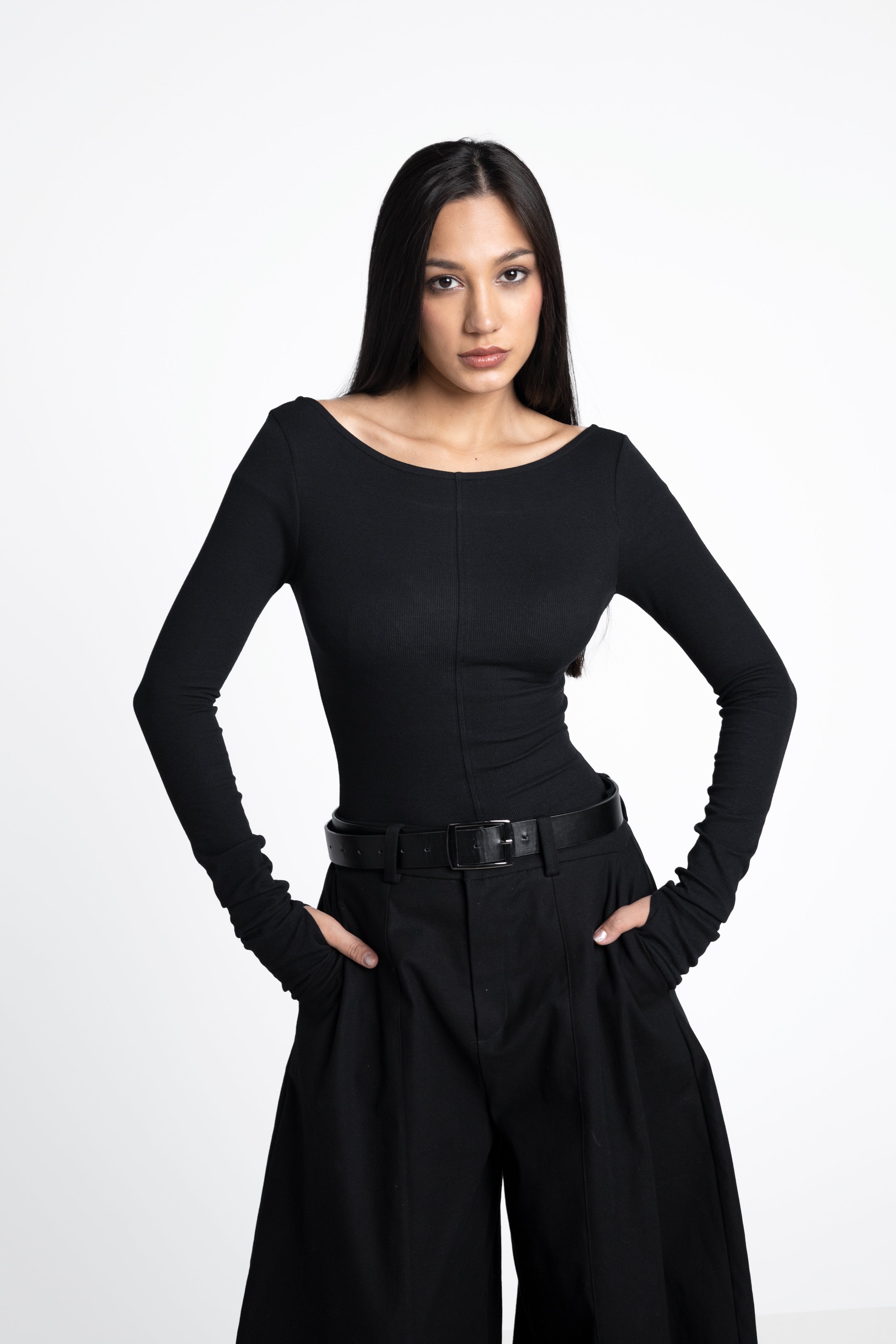 Noa top black - Reversible neck