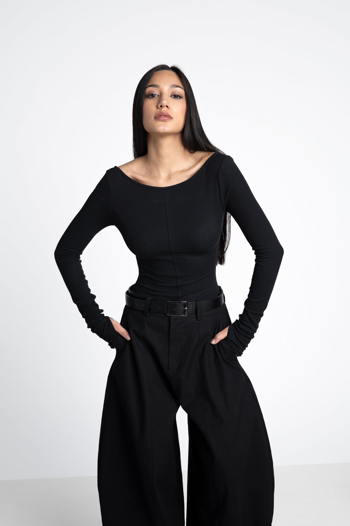 Noa top black - Reversible neck