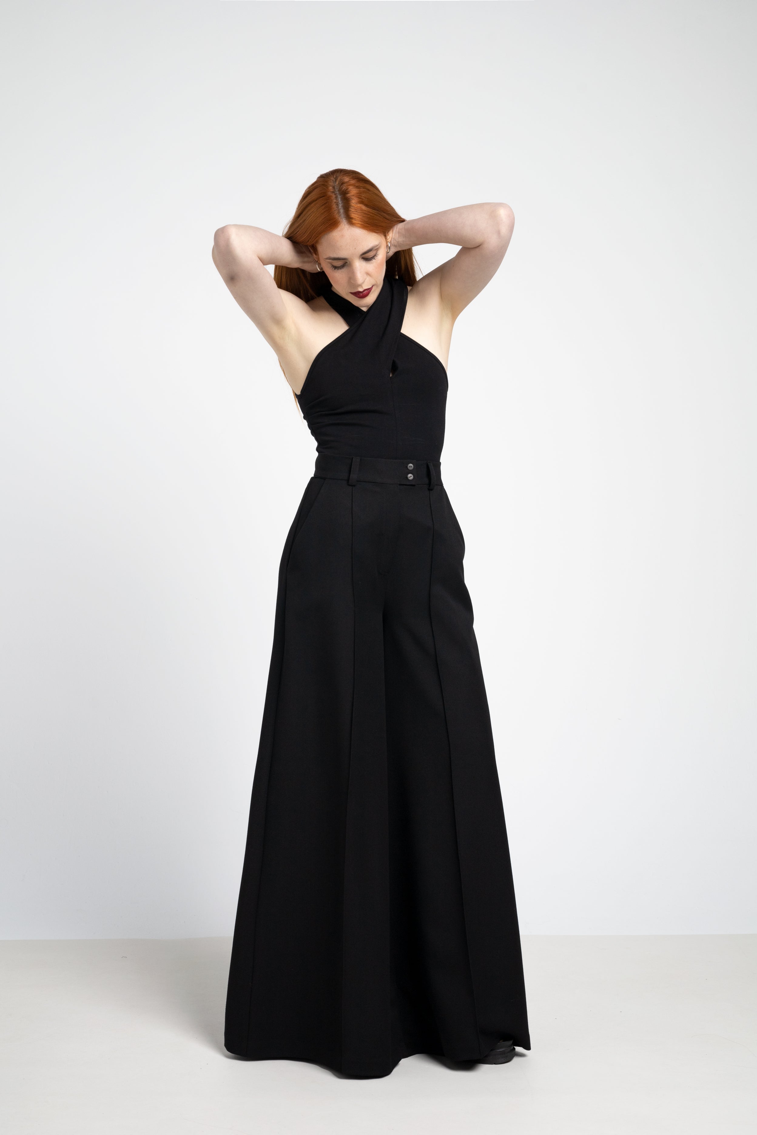 Elephant maxi wide Leg trousers - Black