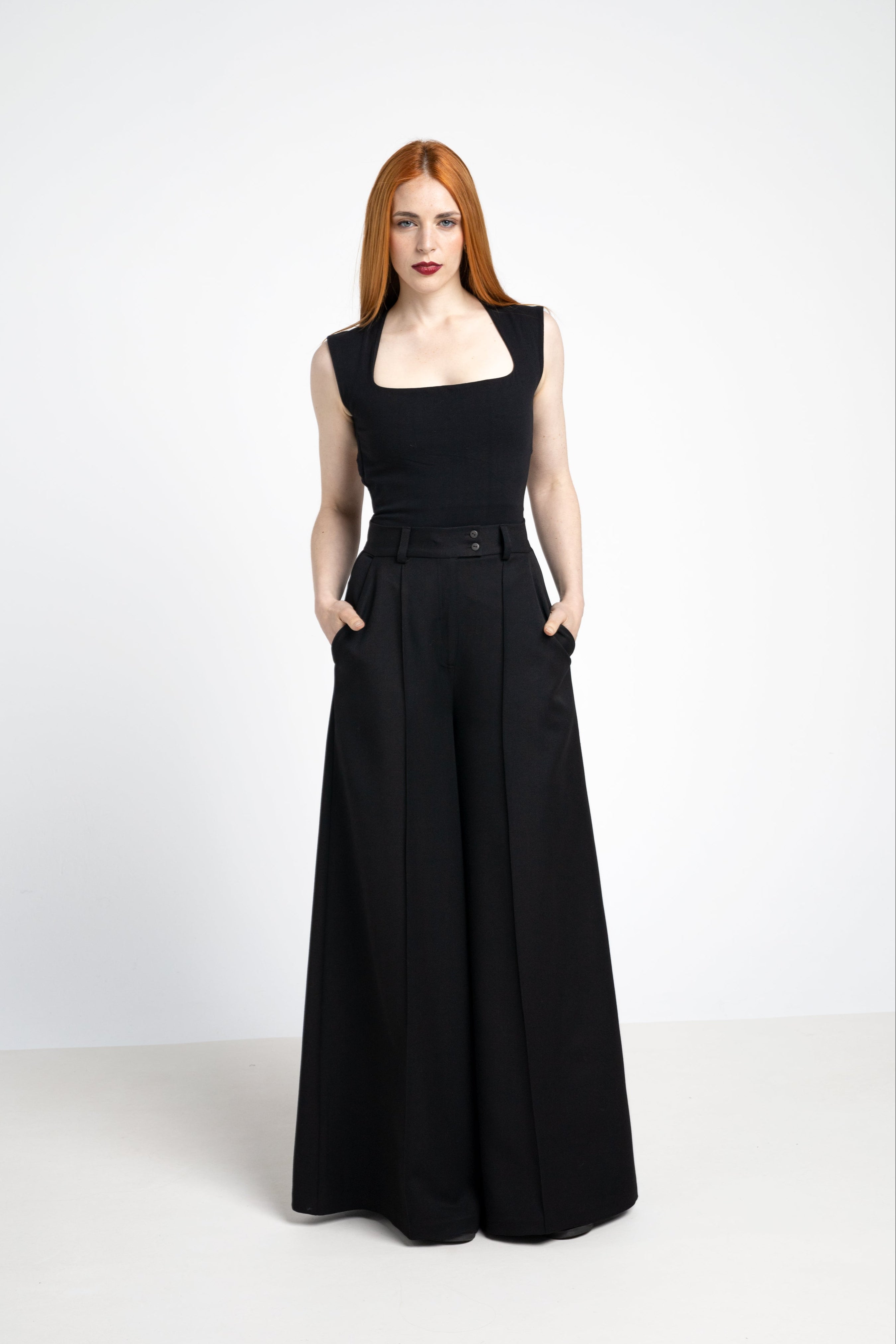 Elephant maxi wide Leg trousers - Black