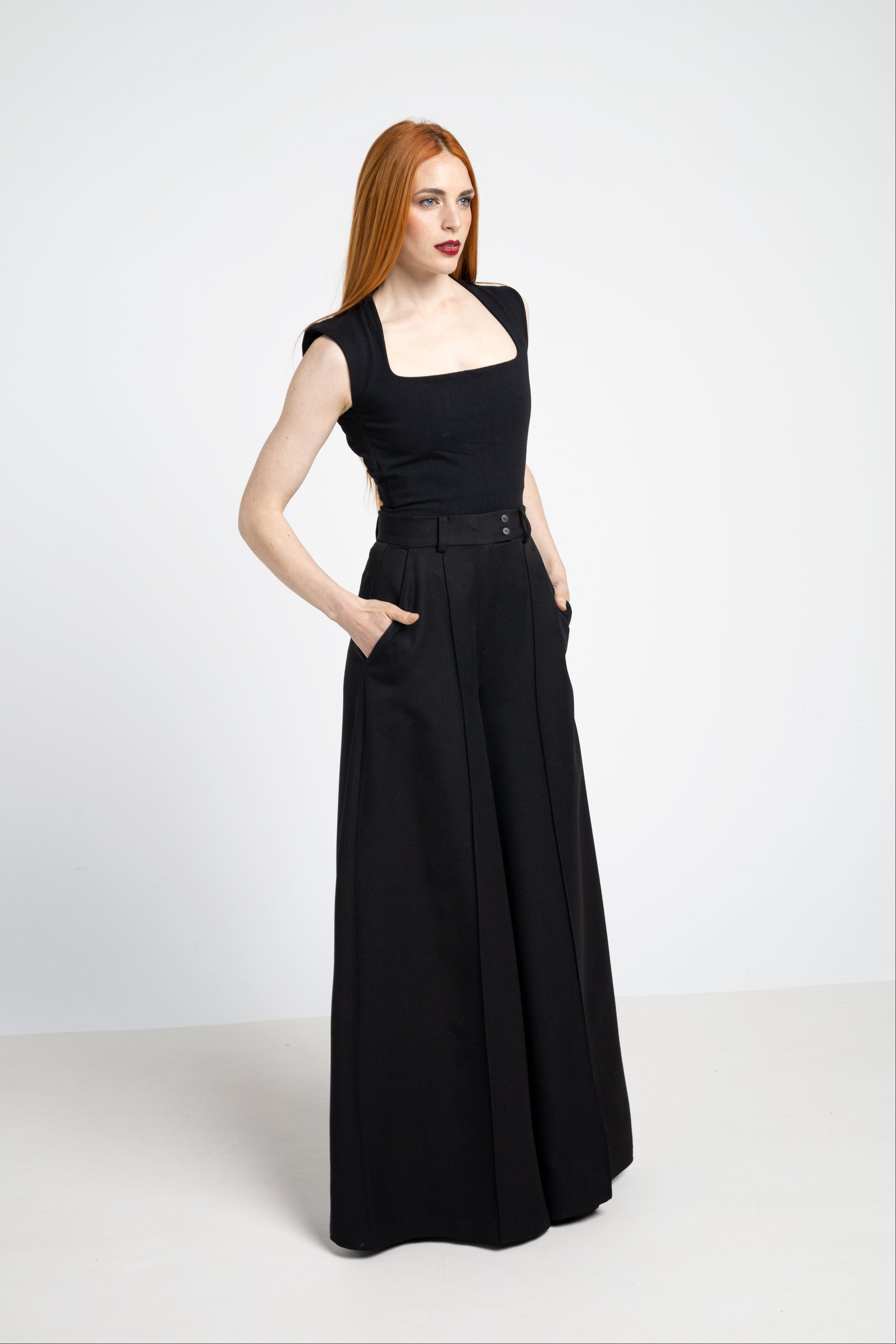 Elephant maxi wide Leg trousers - Black
