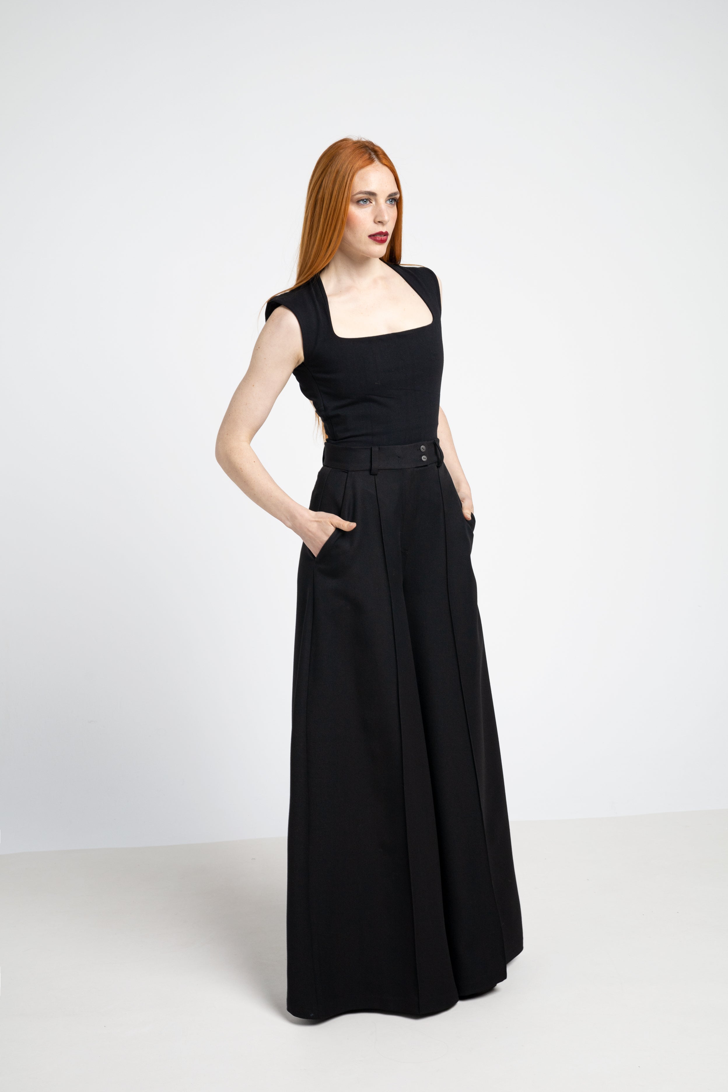 Elephant maxi wide Leg trousers - Black