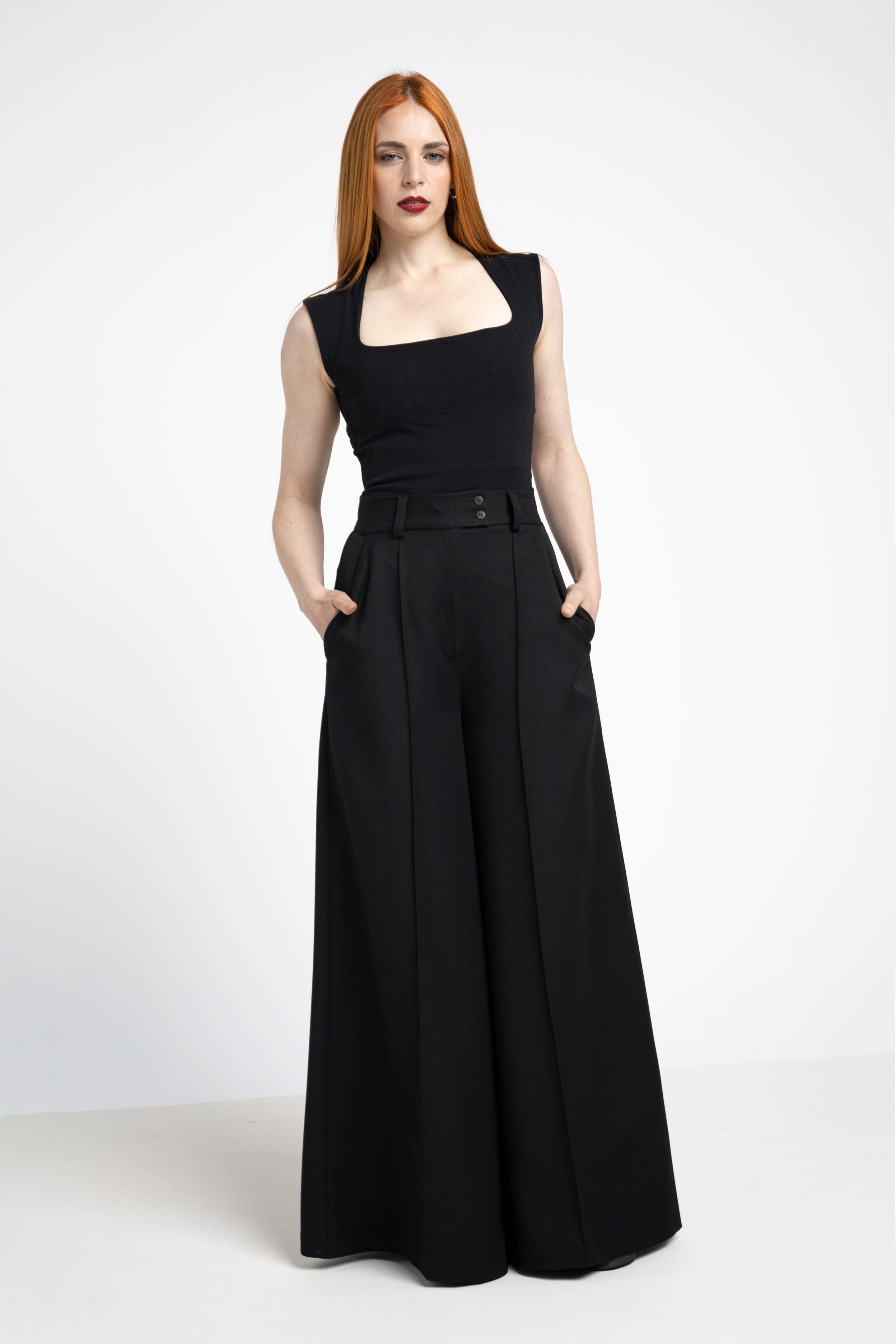 Elephant maxi wide Leg trousers - Black