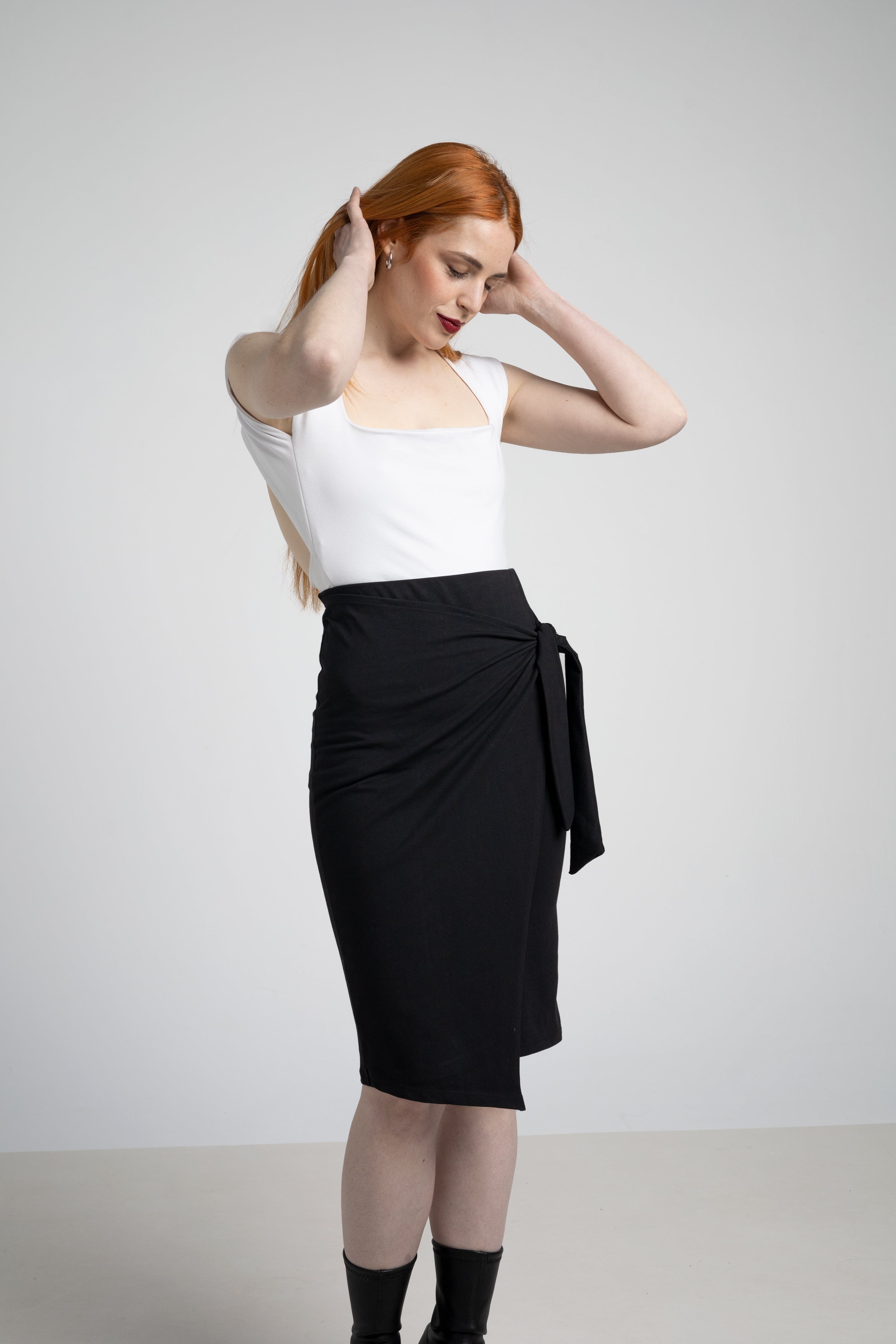Drapped pencil midi skirt - Organic cotton