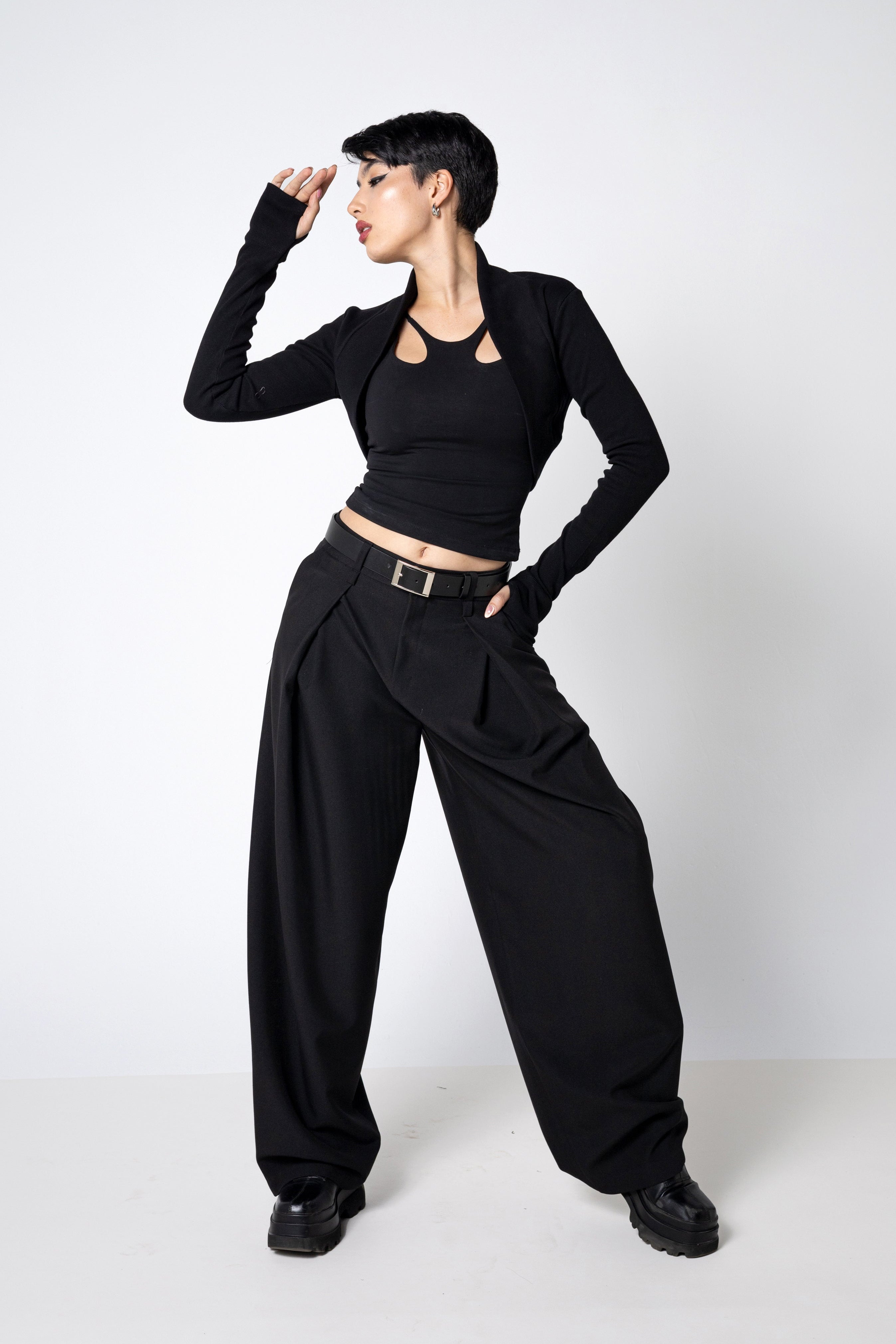 Tailored Baggy wide leg Trousers -  Barrel pleated Pants