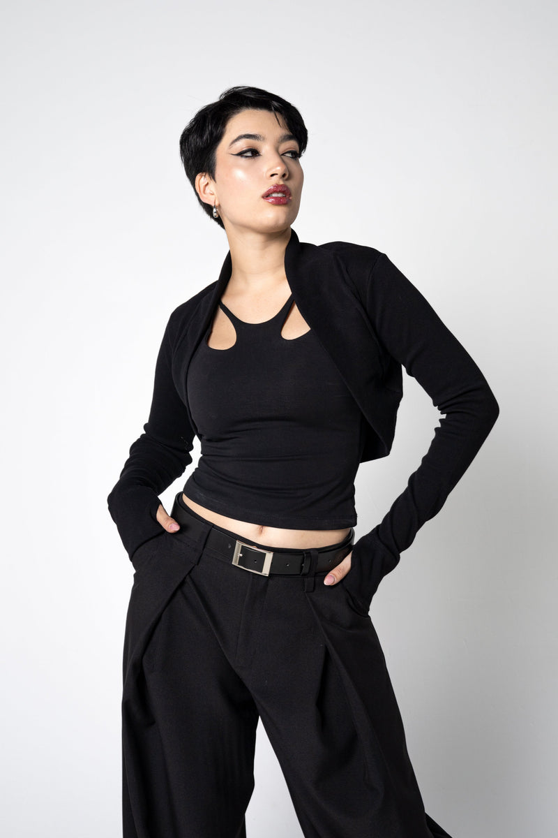 Organic Cotton Rib Shrug – Long Sleeve Layer with Thumbholes - XS to 2XL