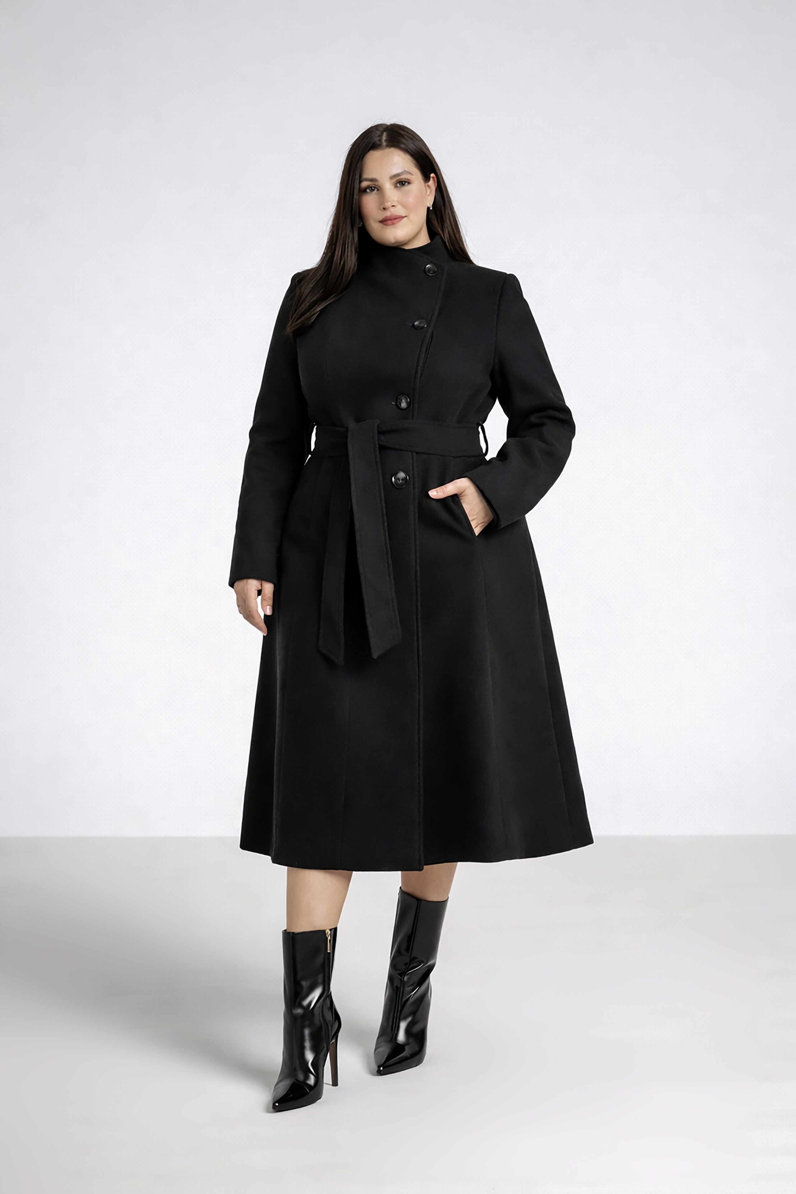 FREE SHIPPING. Classic Crossed Long Coat | Fitted Tailored Cut | Limited Edition