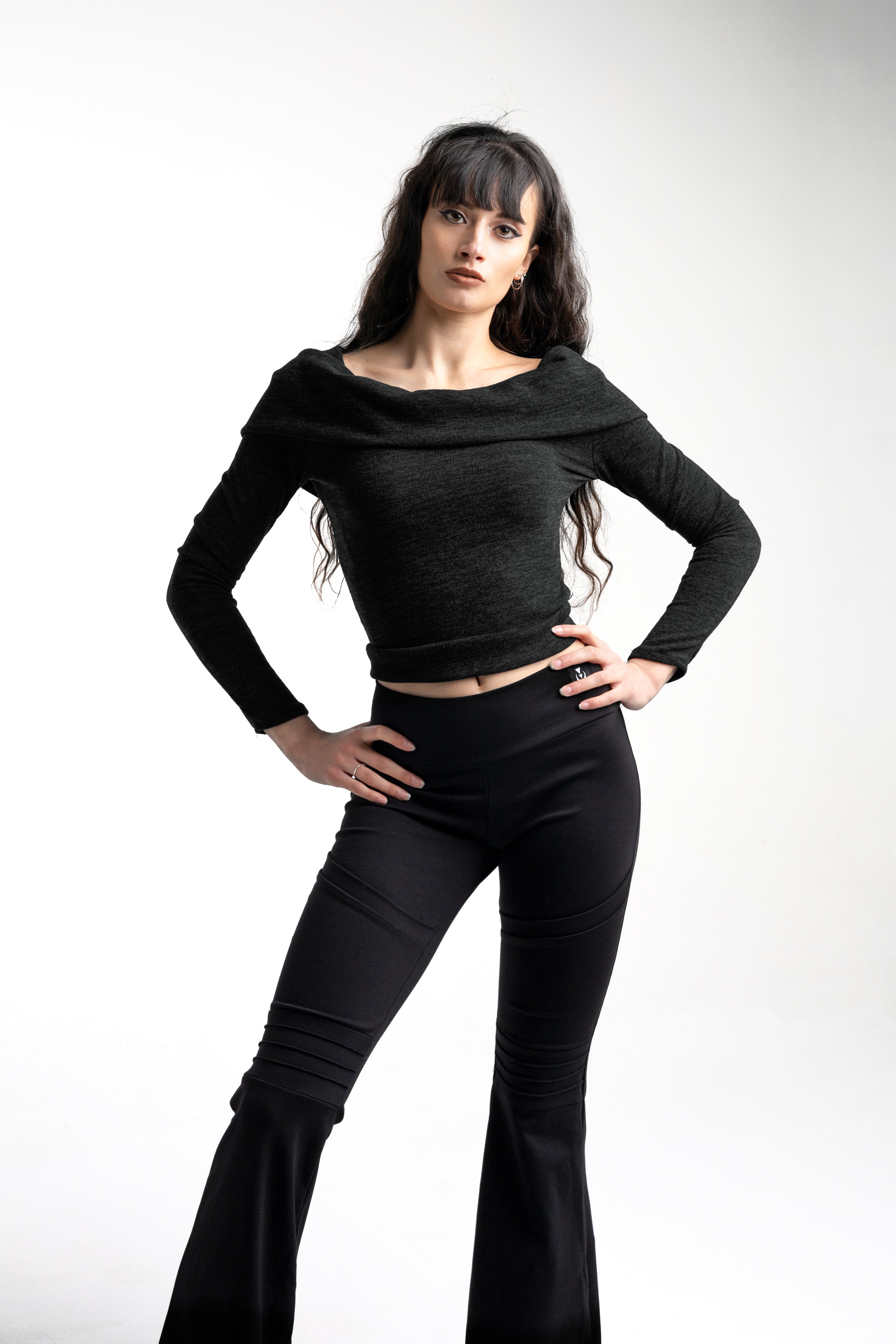 Emerald green Cowl Hooded sleeve fairy crop top