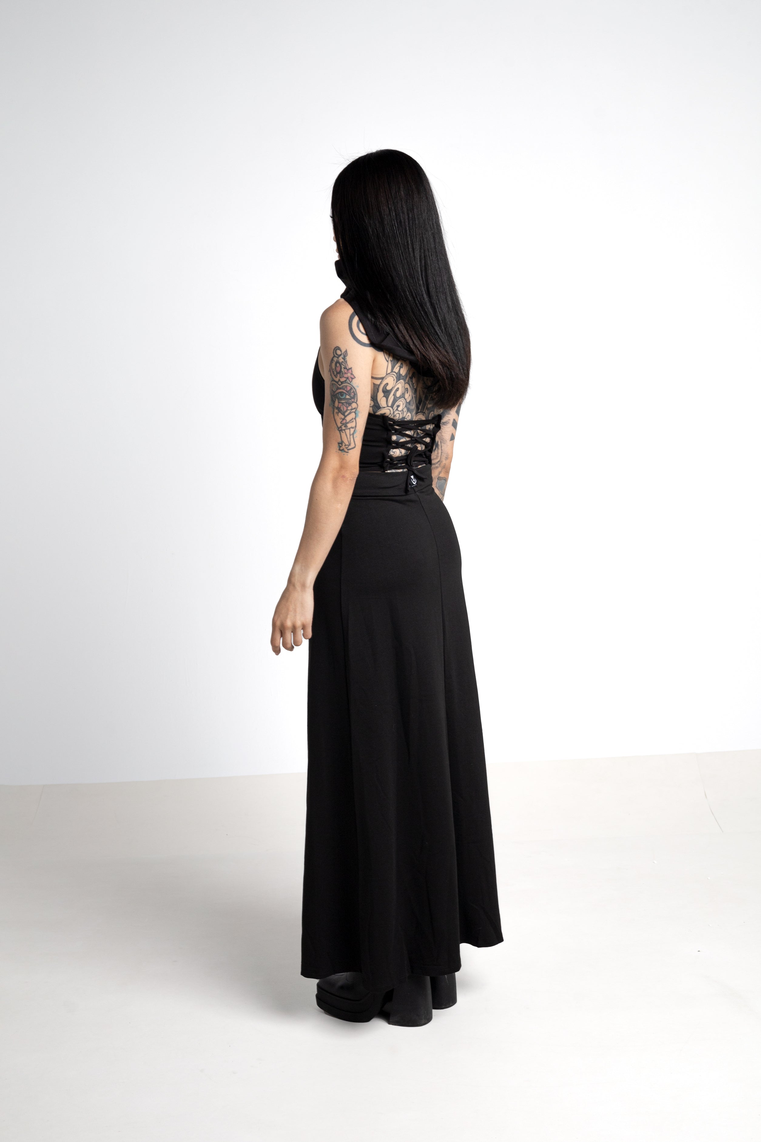 Black Maxi long skirt with double front split