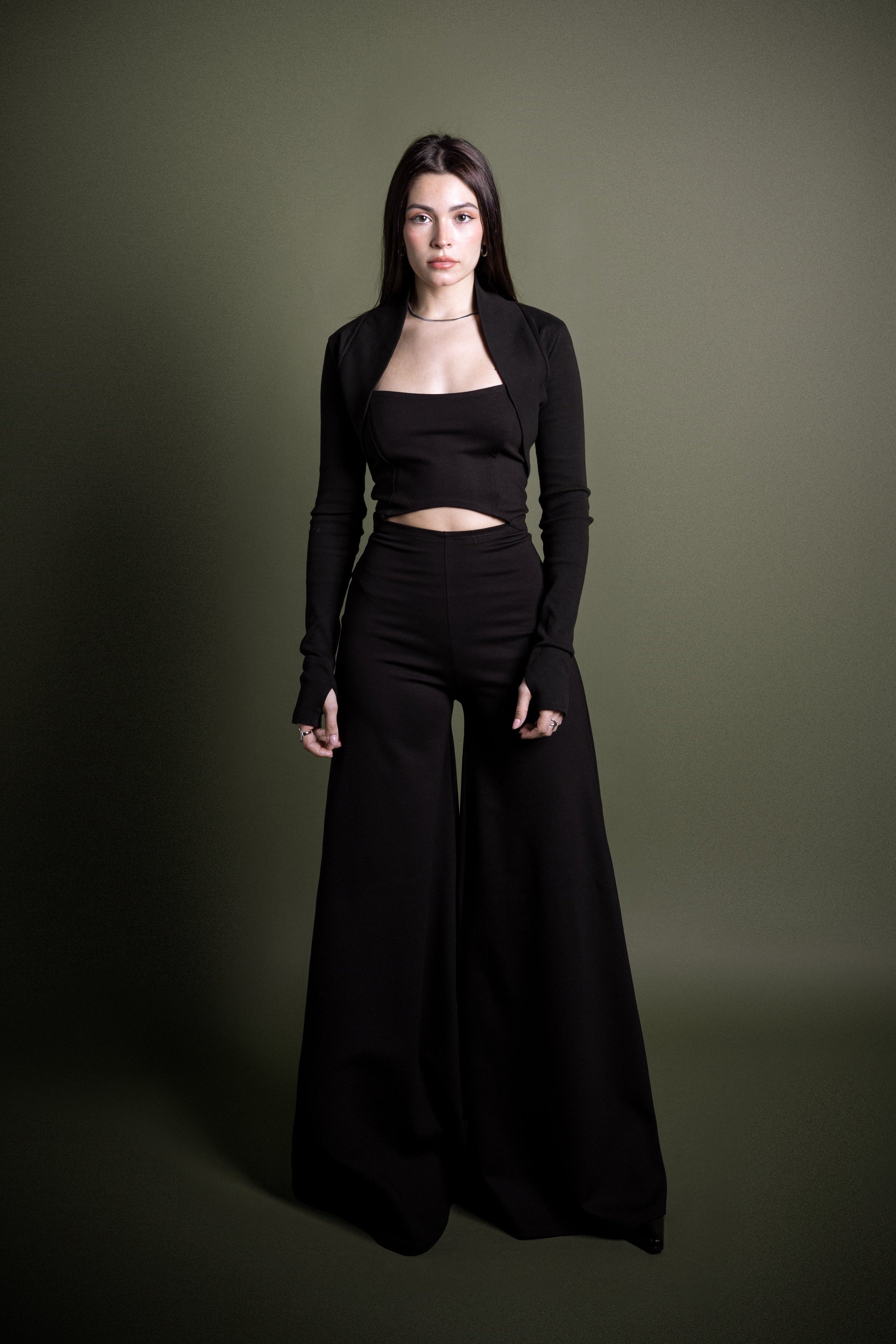 SET - Wide leg jumpsuit + Organic cotton Shrug