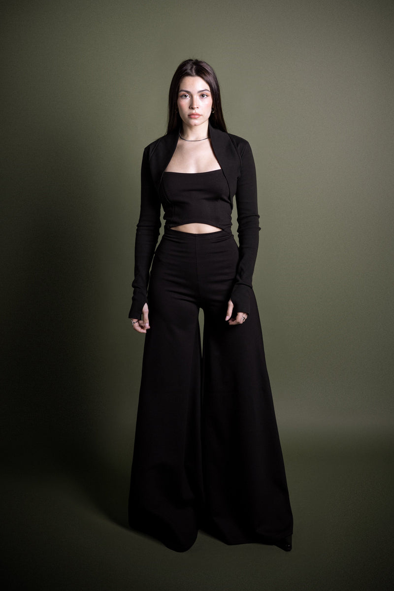 SET - Wide leg jumpsuit + Organic cotton Shrug