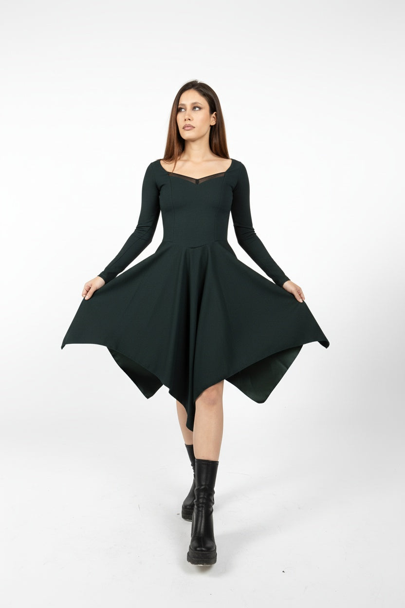 Bourdeaux coset asymmetric sleeve dress