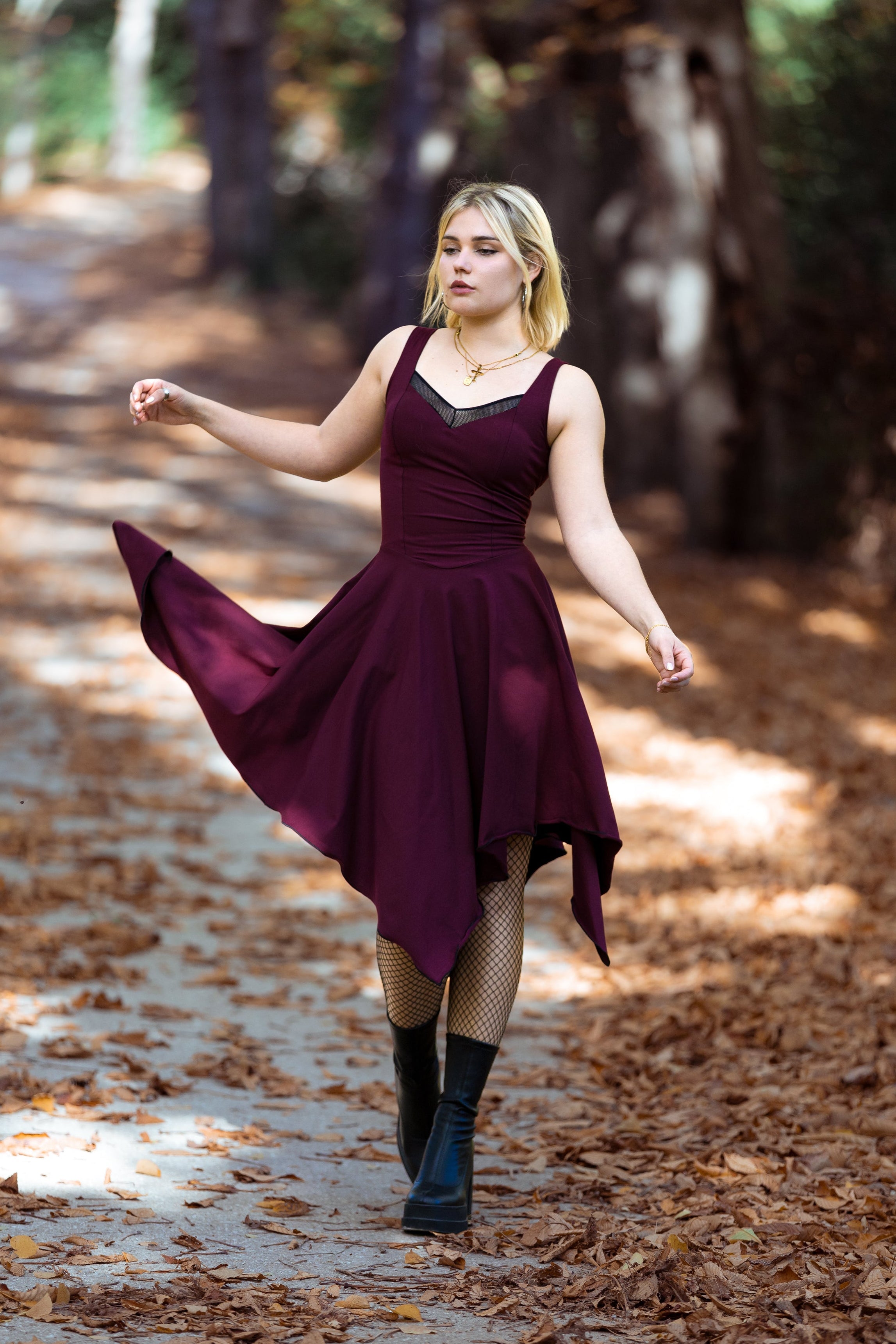 Wine Corset asymmetric sleeveless fairy witch dress