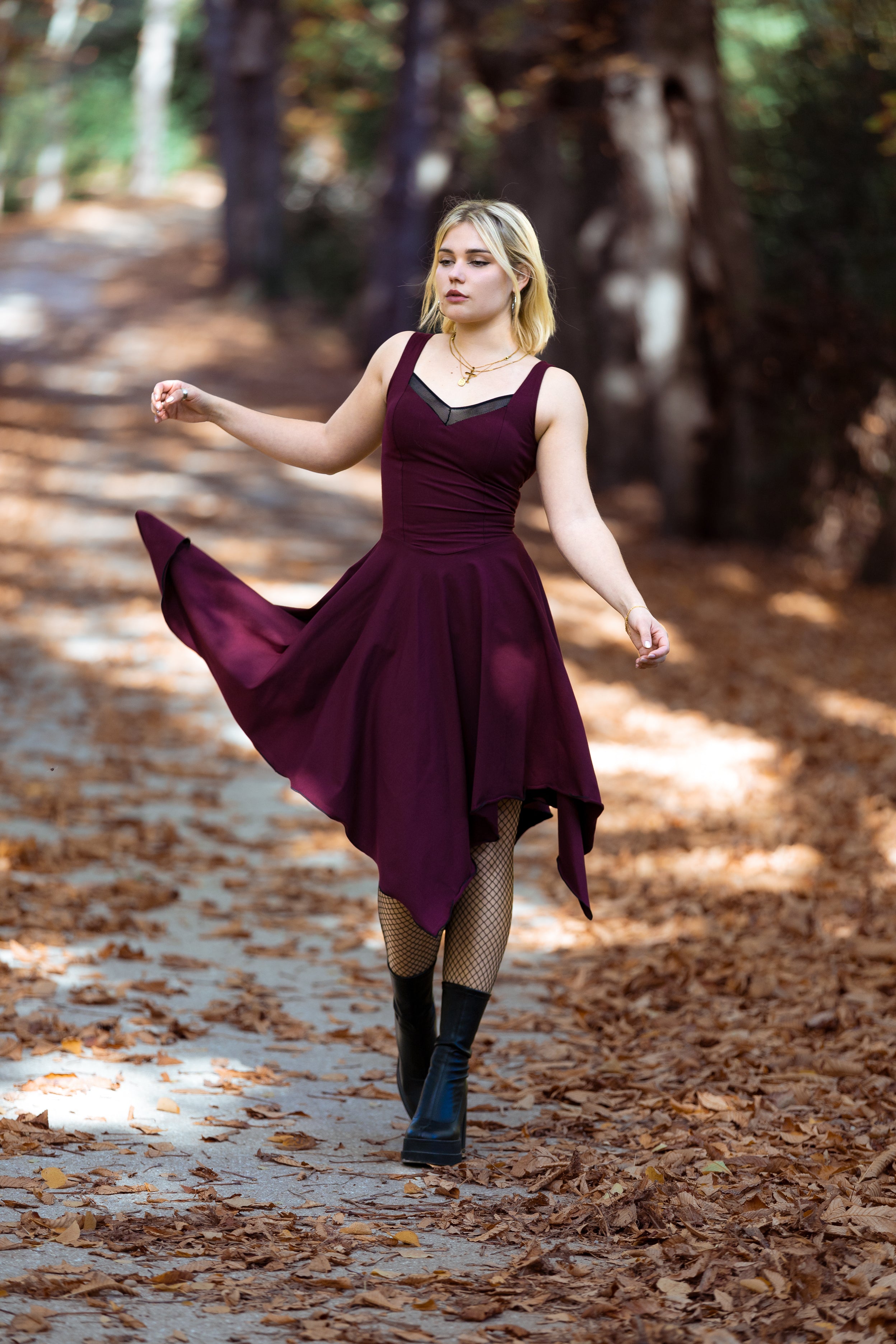 Wine Corset asymmetric sleeveless fairy witch dress