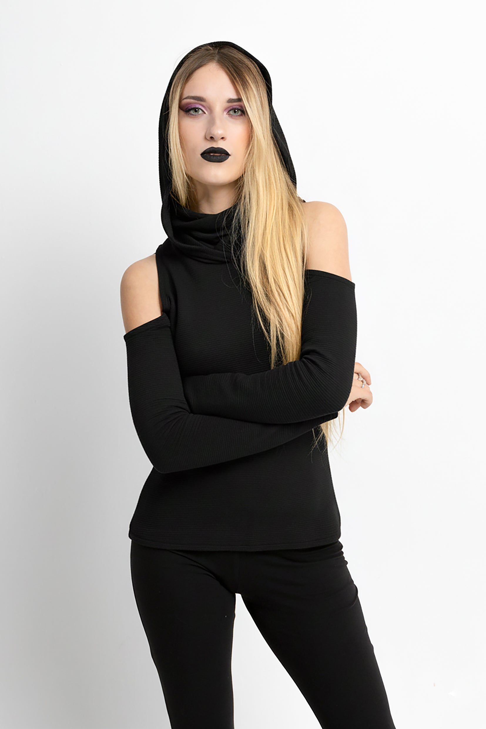 Black hooded sweater with Face Mask
