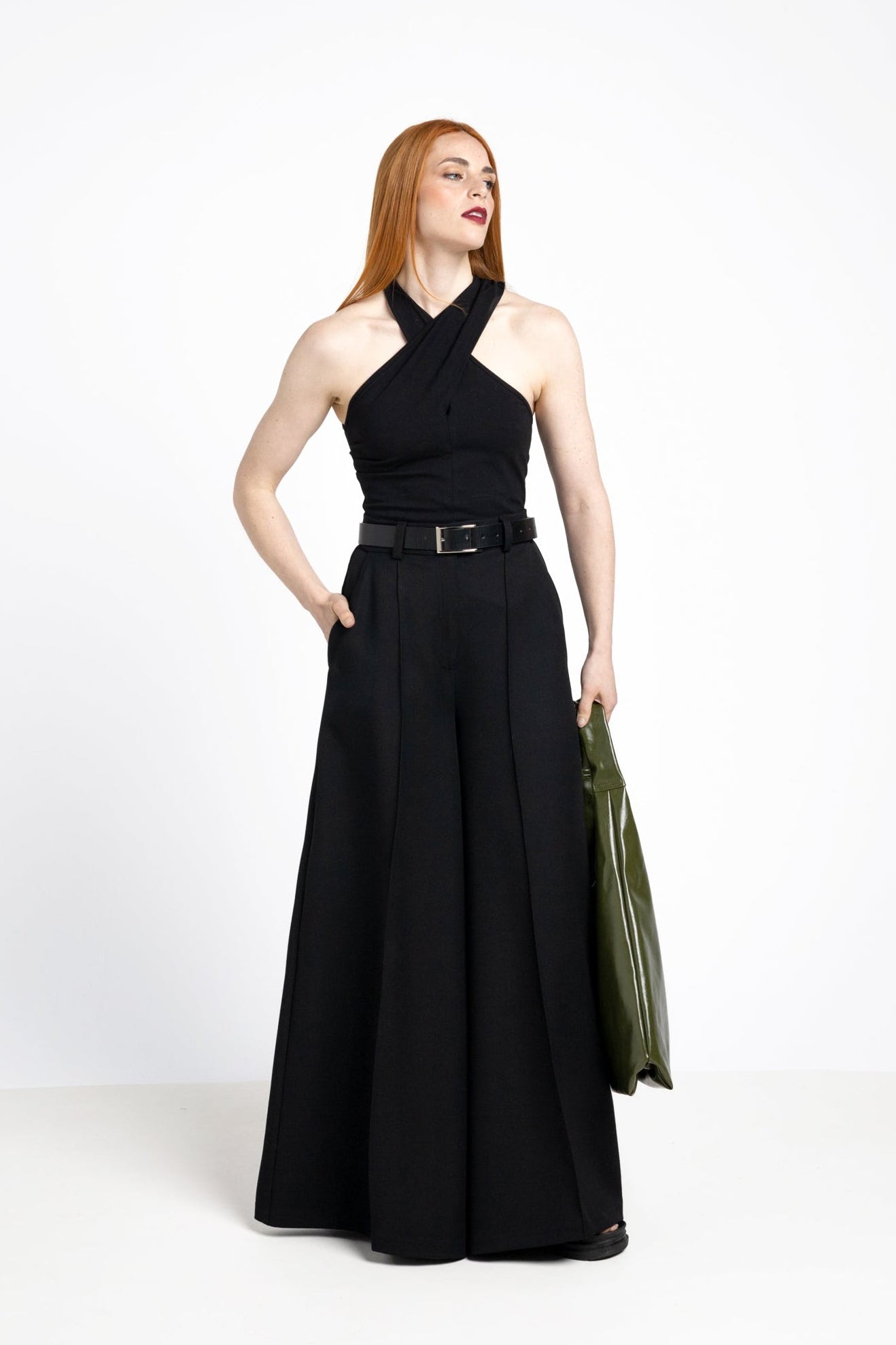 Elephant maxi wide Leg trousers - Black