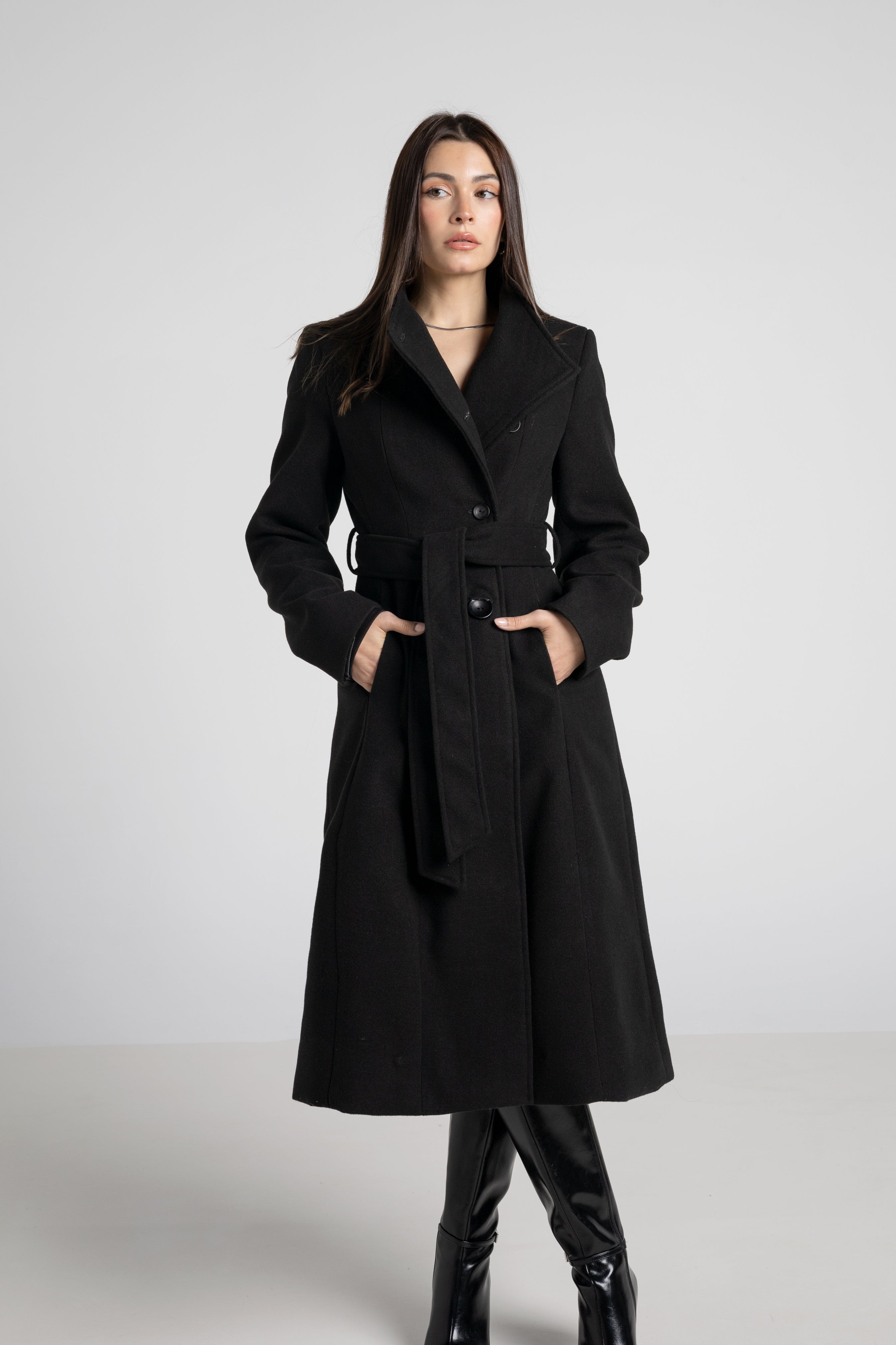 FREE SHIPPING. Classic Crossed Long Coat | Fitted Tailored Cut | Limited Edition