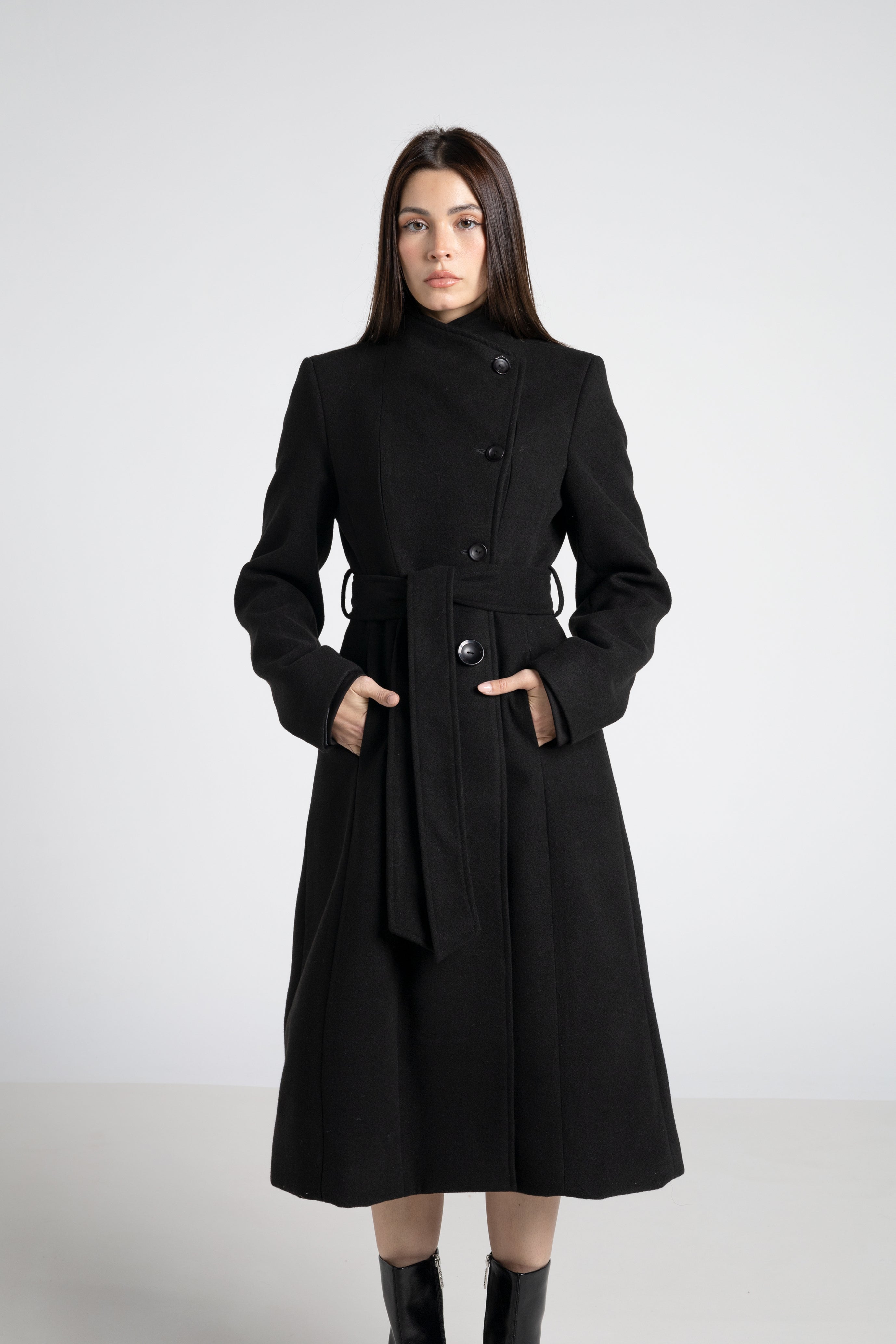 FREE SHIPPING. Classic Crossed Long Coat | Fitted Tailored Cut | Limited Edition