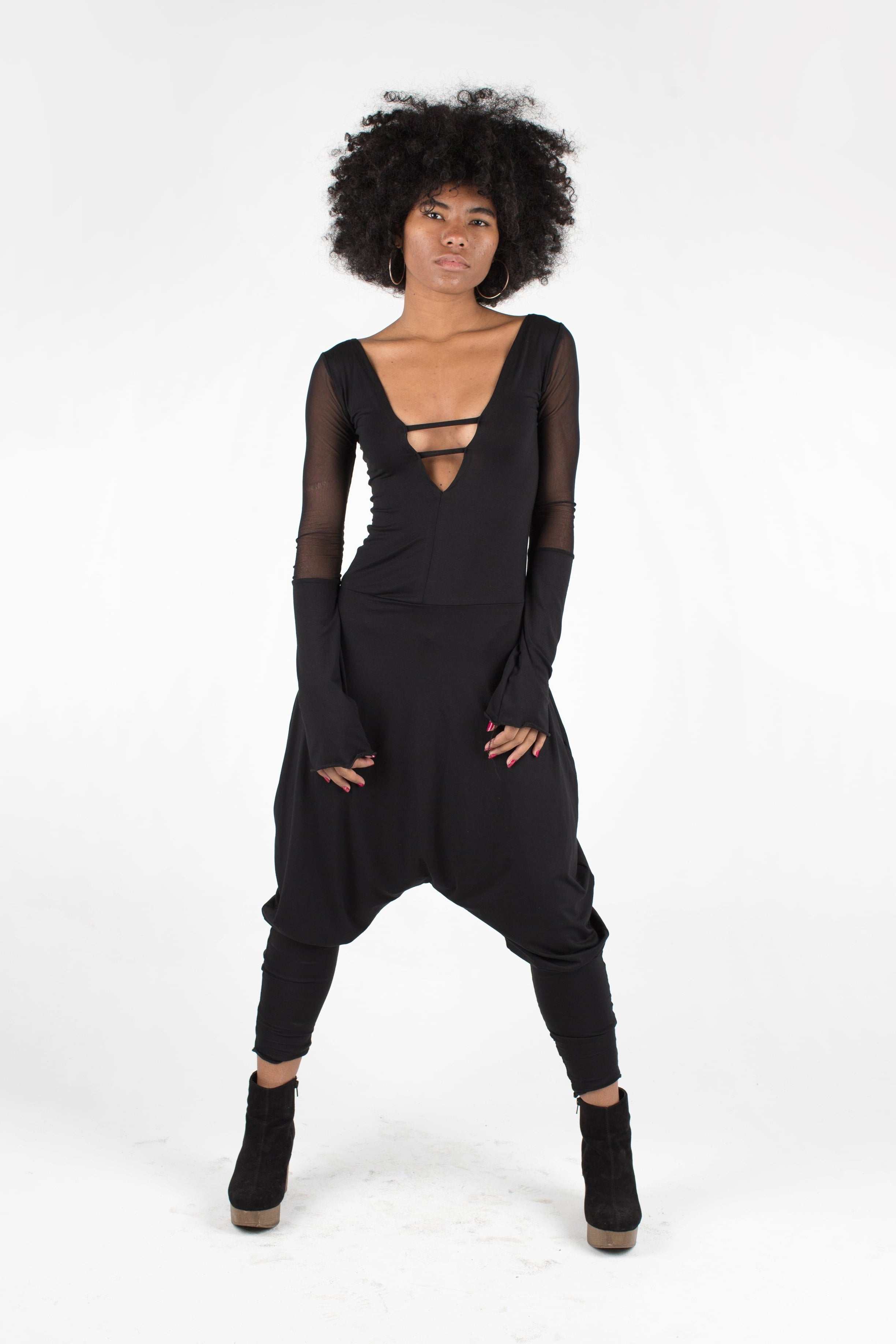Long sleeve harem jumpsuit